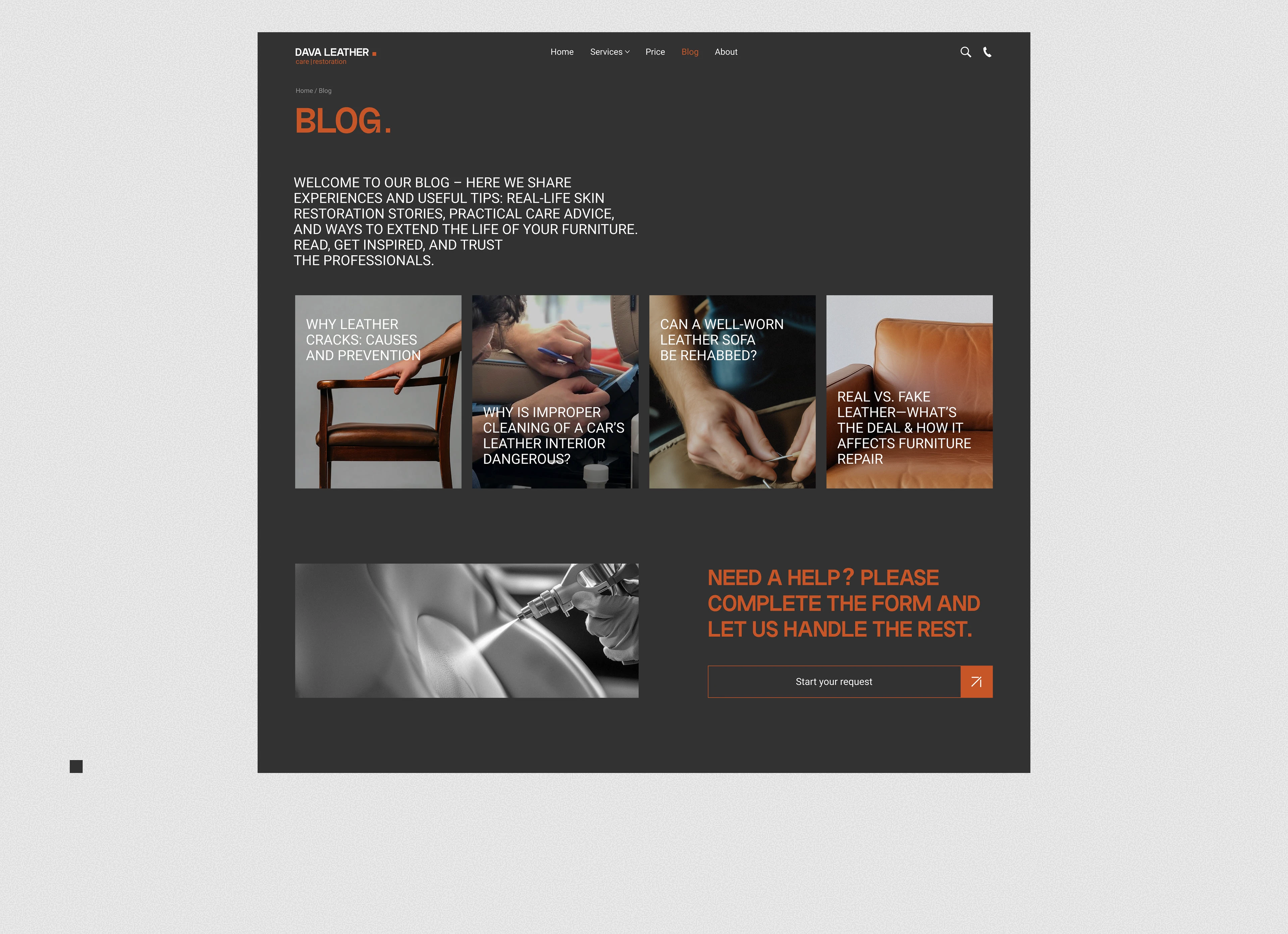 DavaLeather | UI/UX for restoration company (leather) — Изображение №8 — Интерфейсы, Брендинг на Dprofile