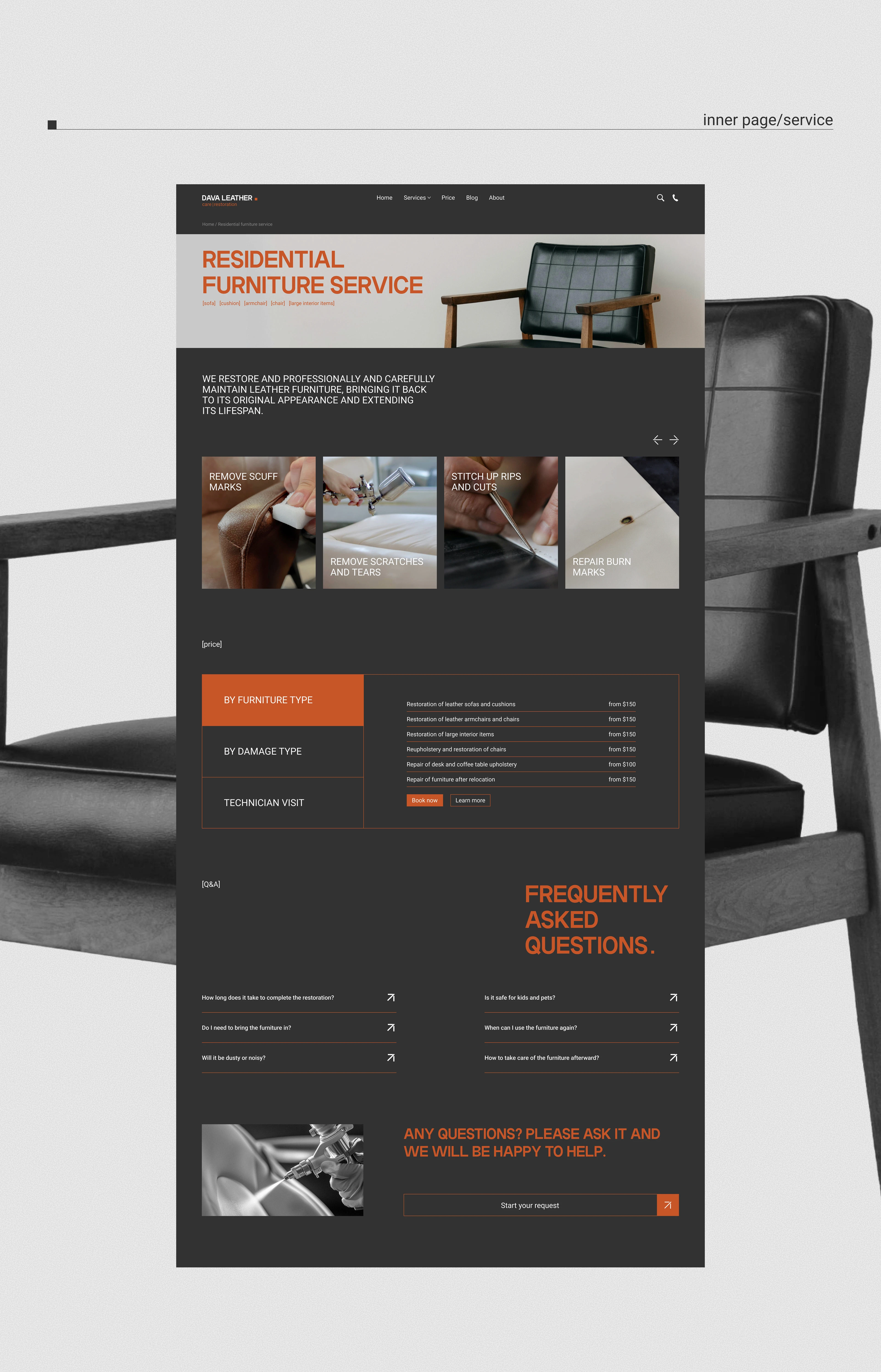 DavaLeather | UI/UX for restoration company (leather) — Изображение №5 — Интерфейсы, Брендинг на Dprofile