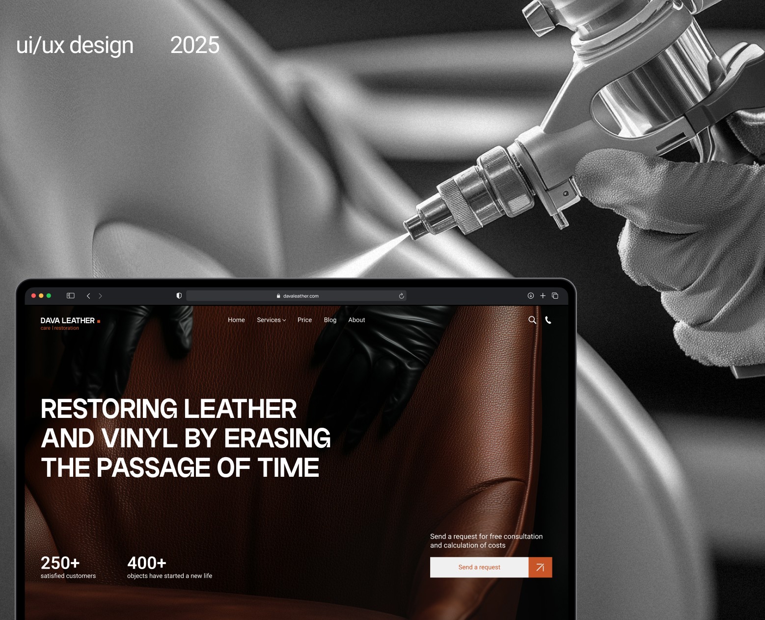 DavaLeather | UI/UX for restoration company (leather) — Интерфейсы, Брендинг на Dprofile