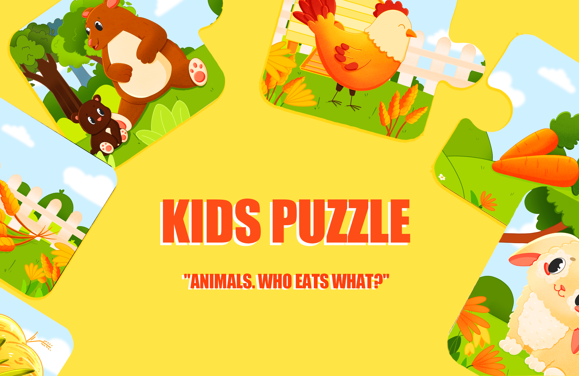 Детские логические пазлы "Животные". Детские пазлы-половинки — Изображение №1 — Брендинг, Иллюстрация на Dprofile