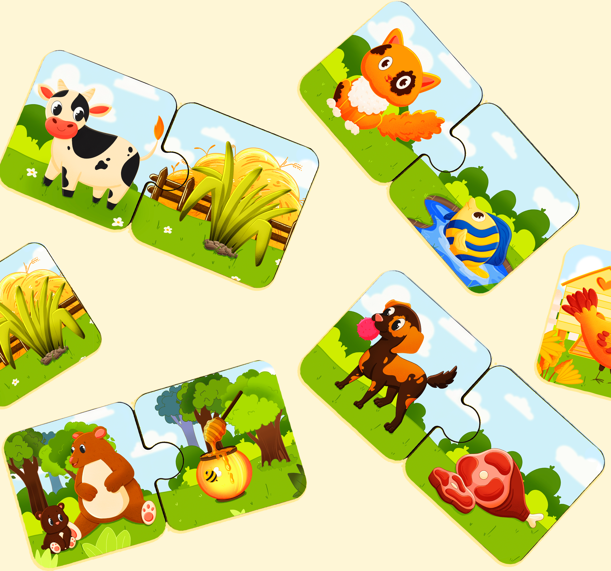 Детские логические пазлы "Животные". Детские пазлы-половинки — Изображение №9 — Брендинг, Иллюстрация на Dprofile