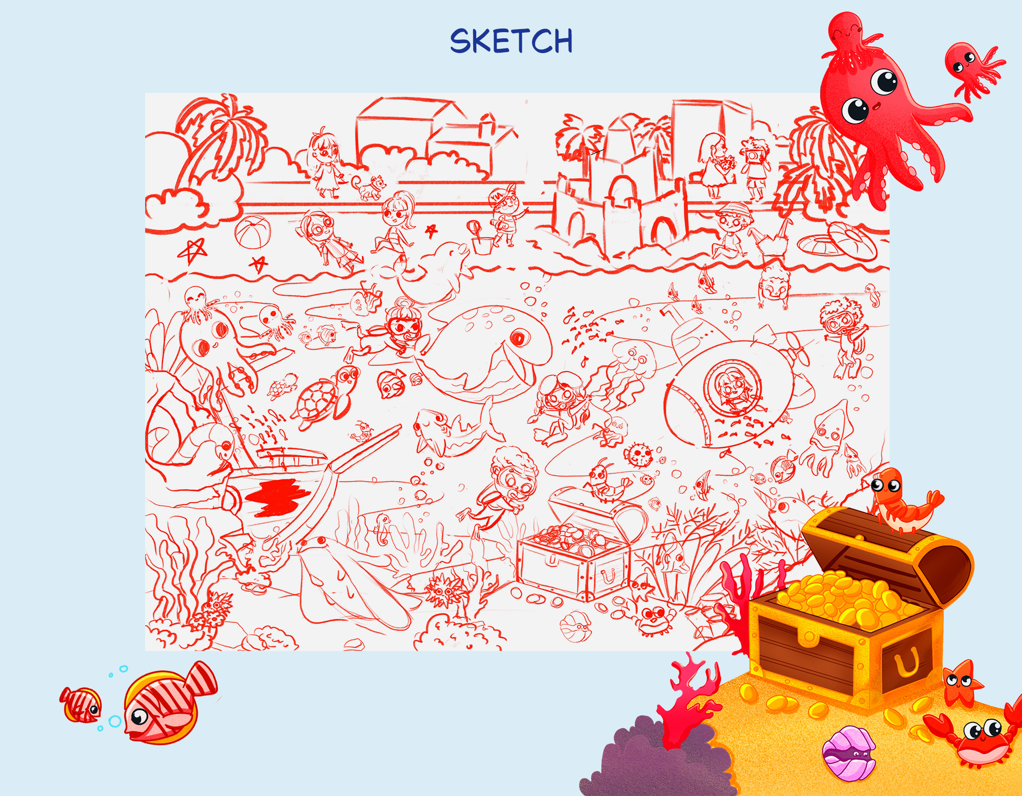 Детские виммельбух пазлы “Подводный мир. Морские животные” — Изображение №3 — Брендинг, Иллюстрация на Dprofile