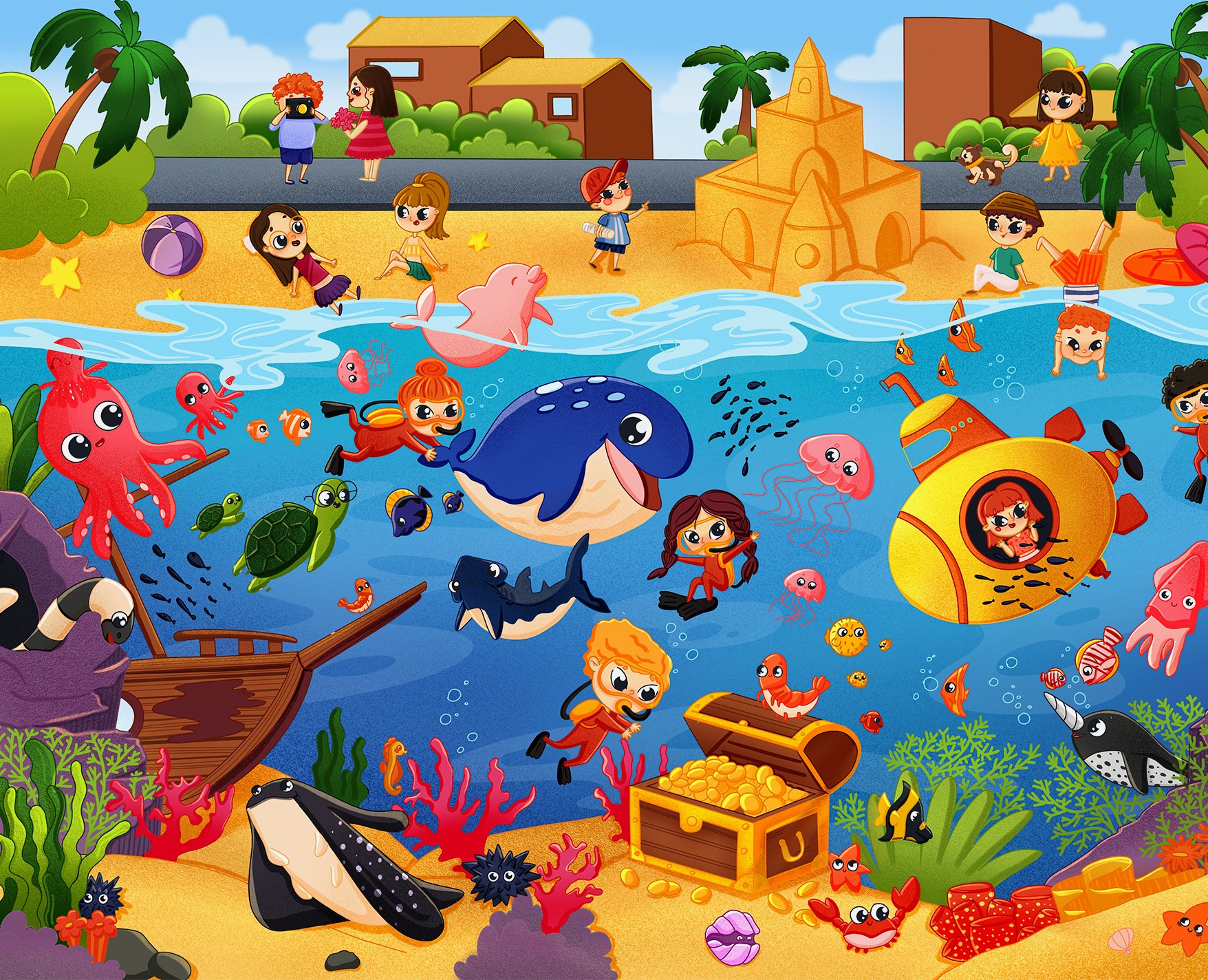 Детские виммельбух пазлы “Подводный мир. Морские животные” на Dprofile