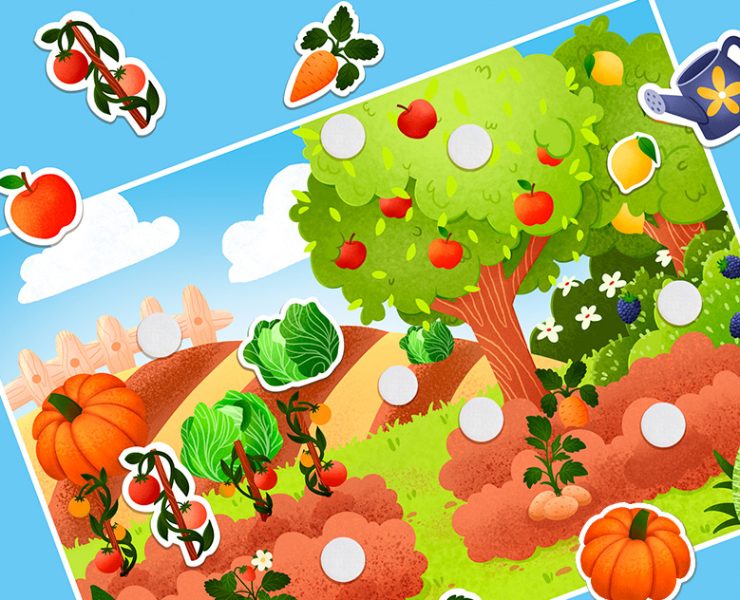 Детская обучающая игра на липучках "Огород. Овощи и Фрукты" на Dprofile