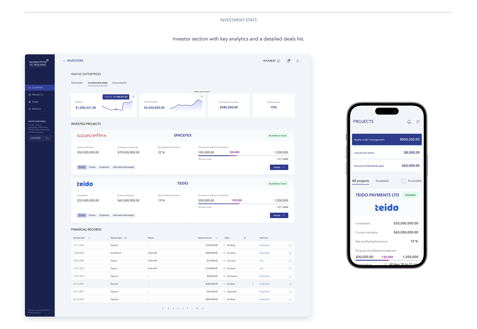 Manhattan VC Fund backoffice — Изображение №5 — Интерфейсы на Dprofile