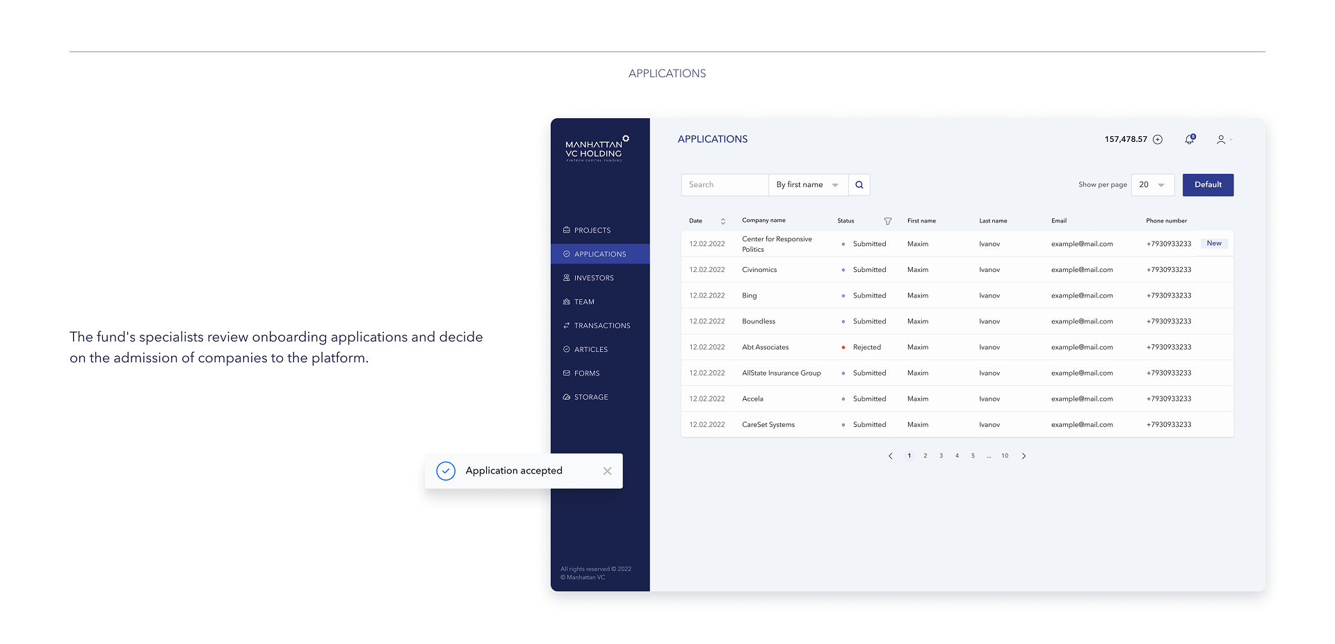 Manhattan VC Fund backoffice — Изображение №8 — Интерфейсы на Dprofile