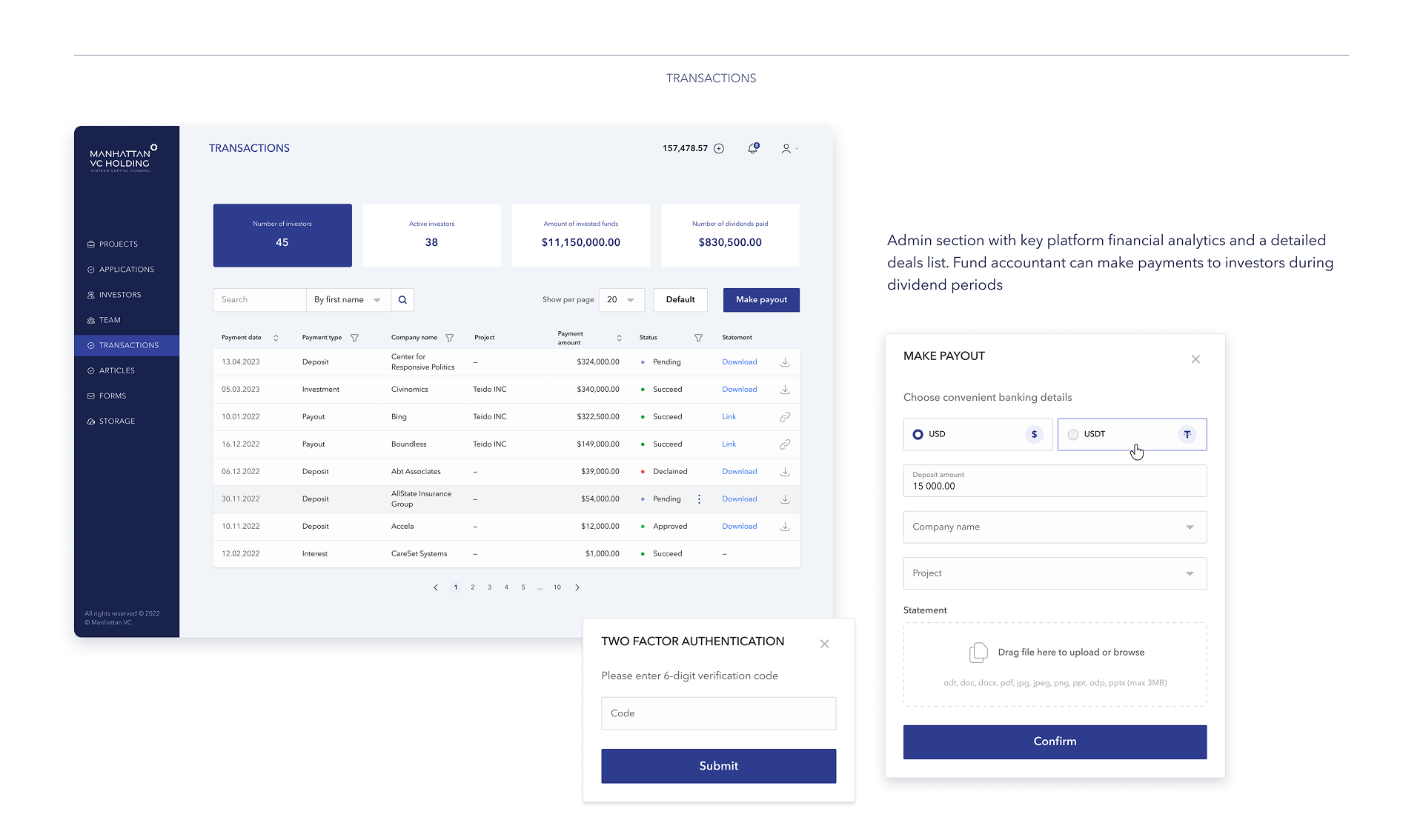 Manhattan VC Fund backoffice — Изображение №11 — Интерфейсы на Dprofile