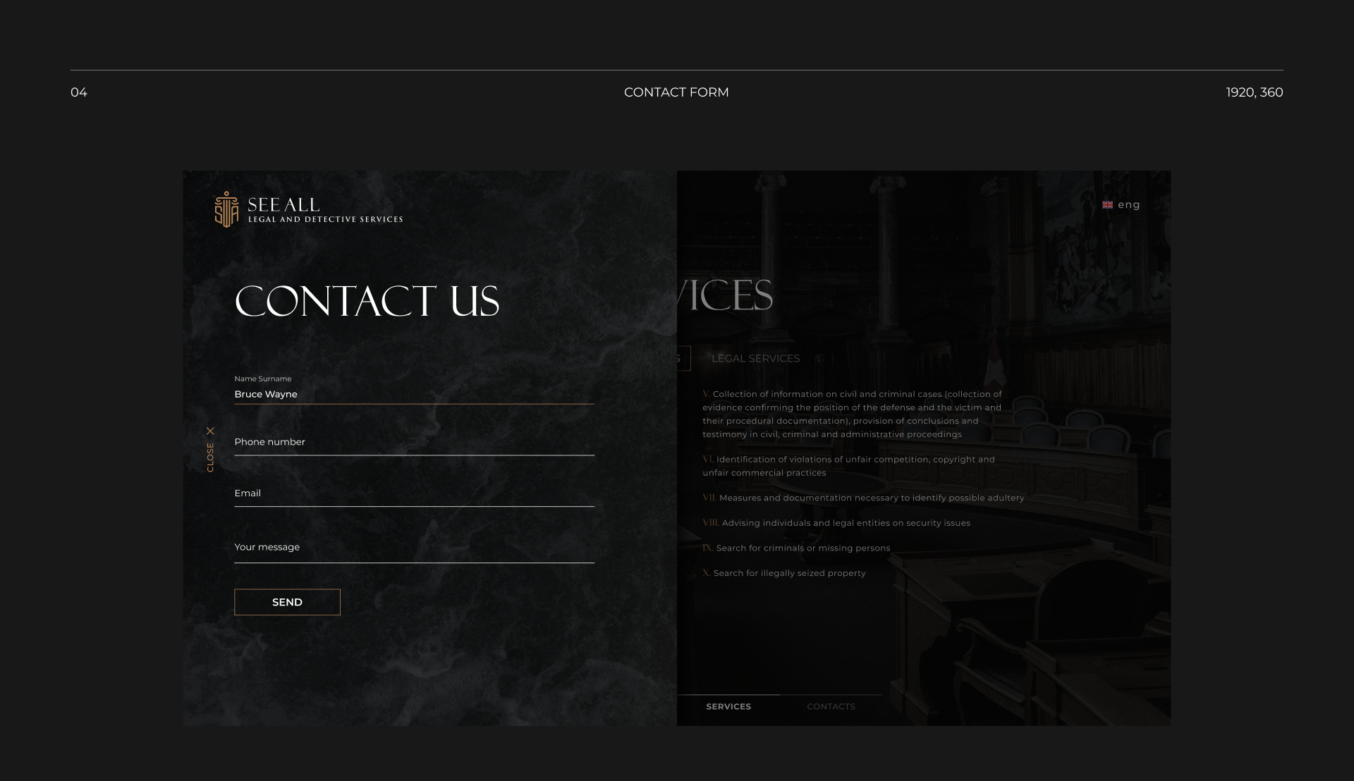SEEALL Legal & Detective bureau — Изображение №6 — Интерфейсы, Брендинг на Dprofile