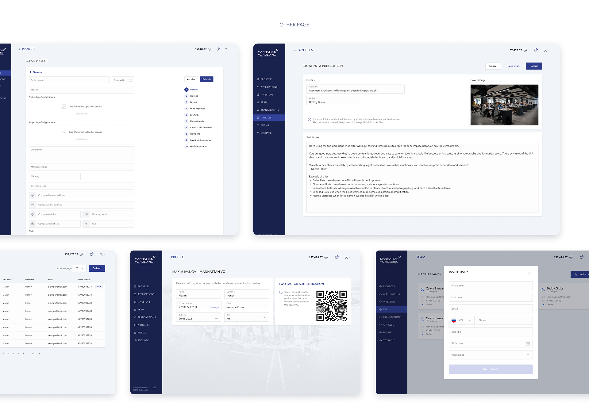 Manhattan VC Fund backoffice — Изображение №12 — Интерфейсы на Dprofile