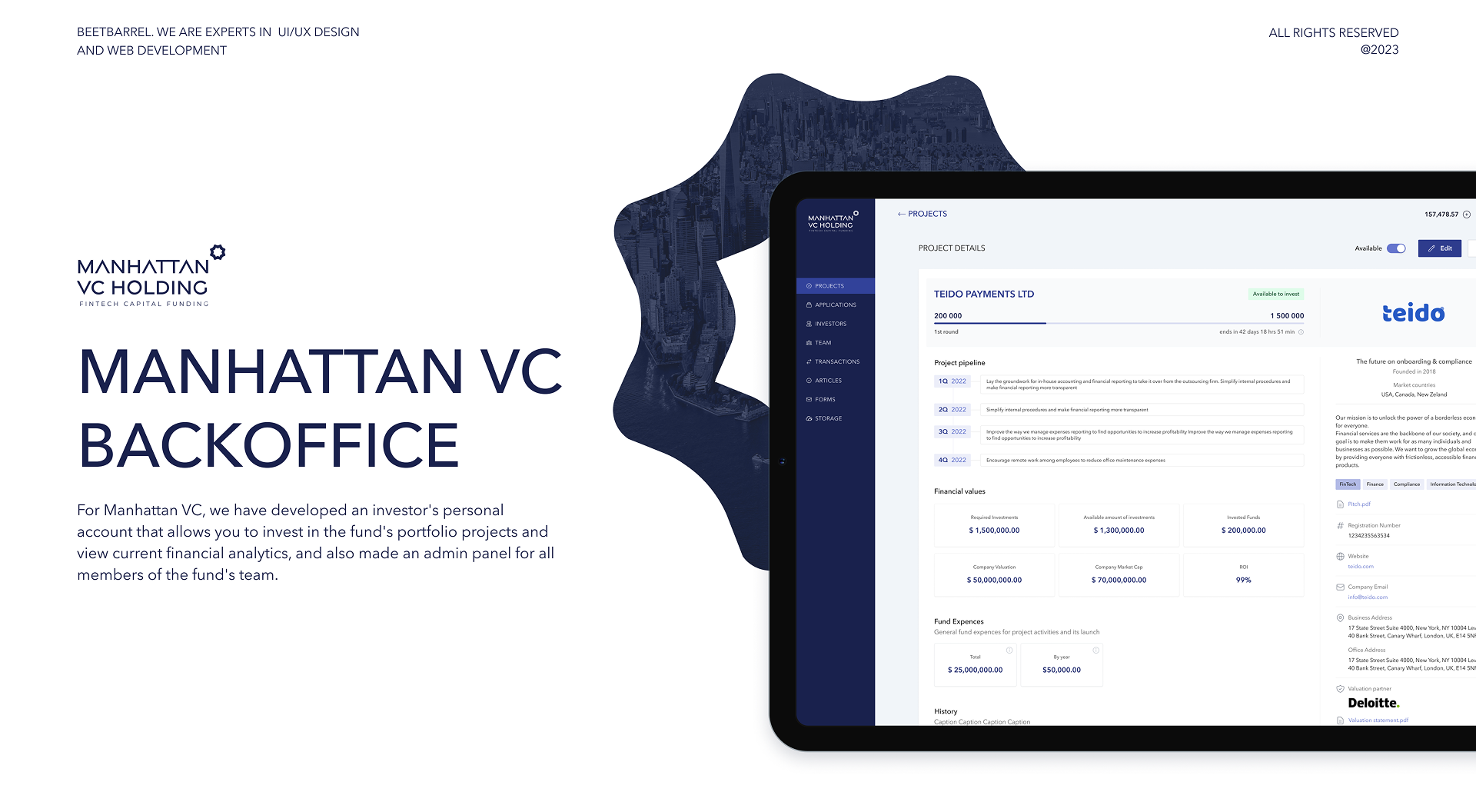 Manhattan VC Fund backoffice — Изображение №1 — Интерфейсы на Dprofile