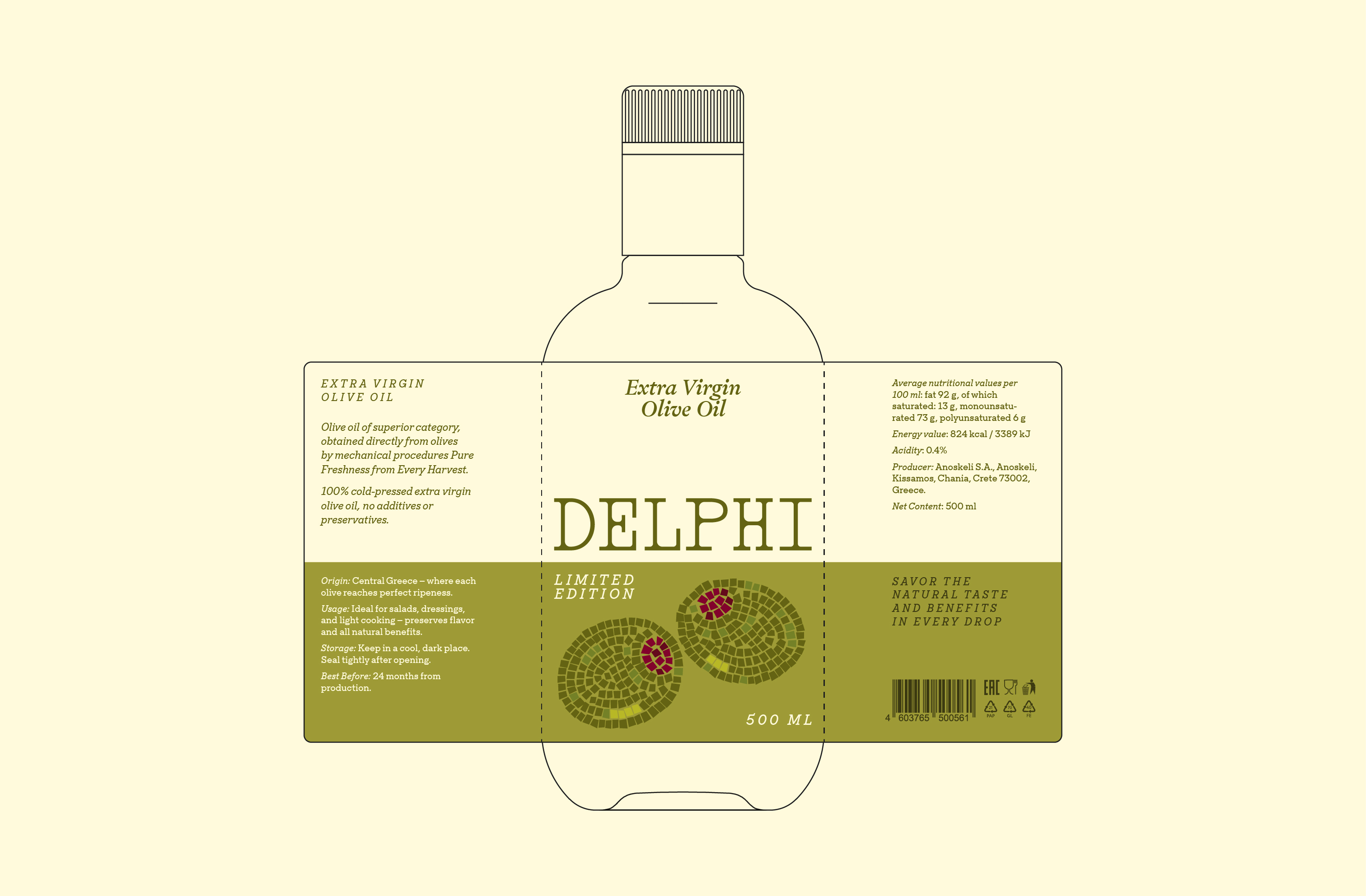 Упаковка оливкового масла "Delphi" — Изображение №7 — Брендинг, Графика на Dprofile