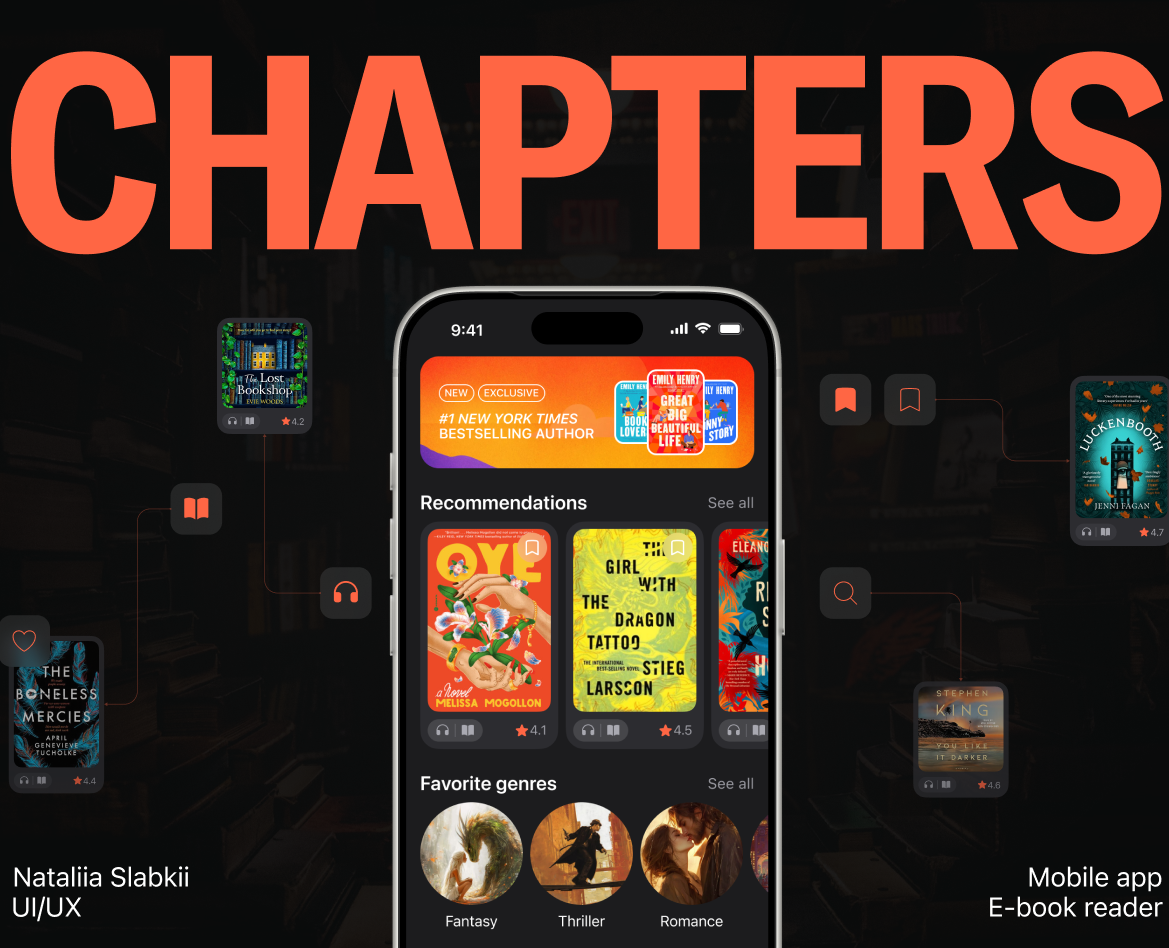 Chapters | Mobile Reading App — Интерфейсы на Dprofile