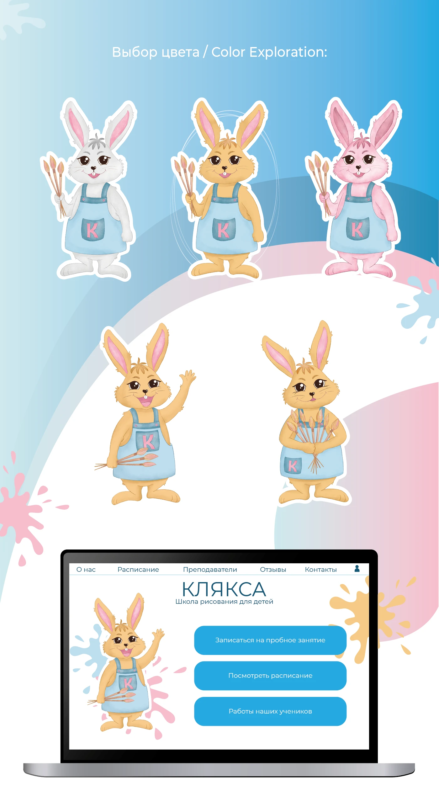 Дизайн персонажа для детской школы рисования "Клякса" — Изображение №2 — Брендинг, Иллюстрация на Dprofile