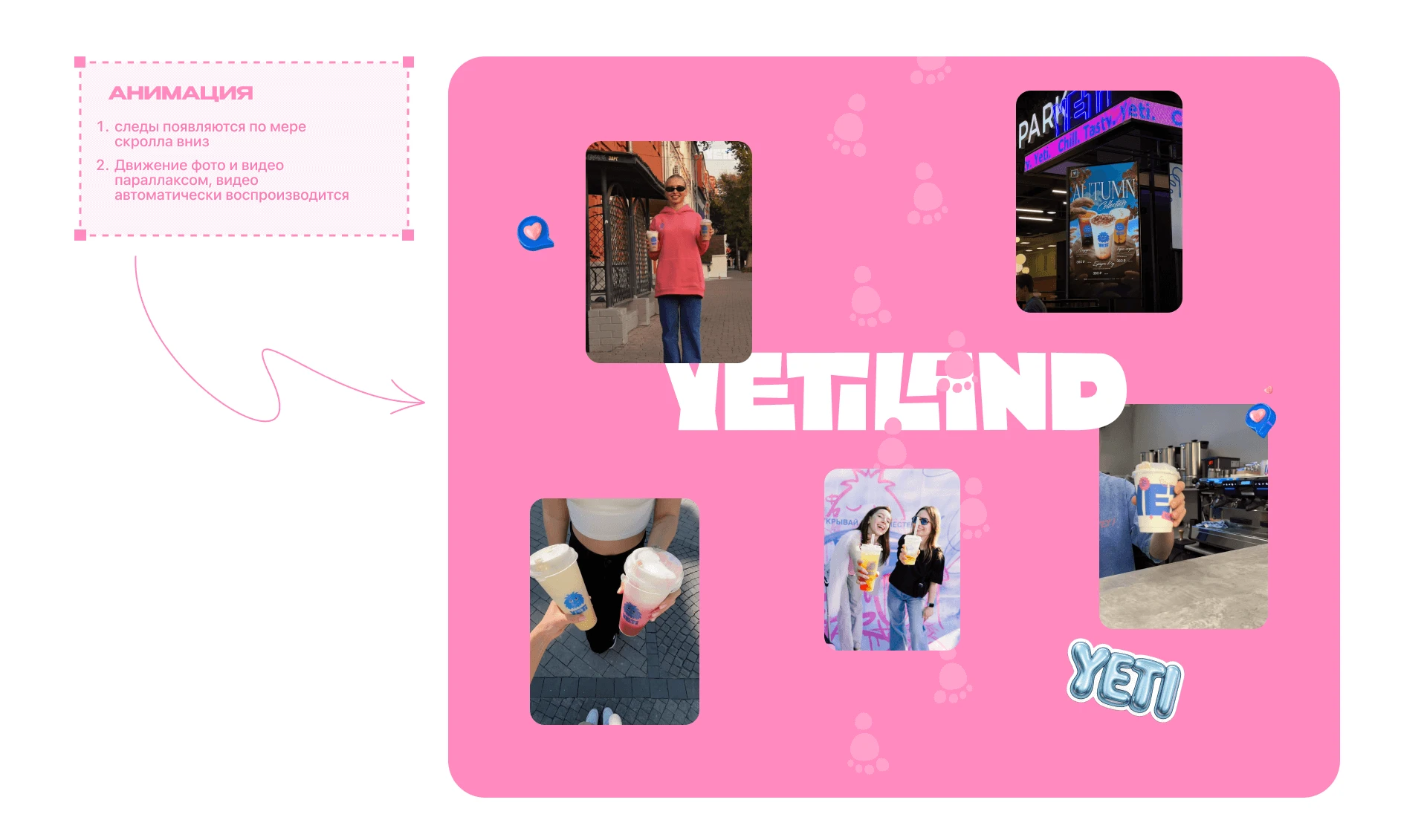 YetiLand — Дизайн сайта Bubble Tea | UX/UI Design — Изображение №9 — Интерфейсы, Анимация на Dprofile