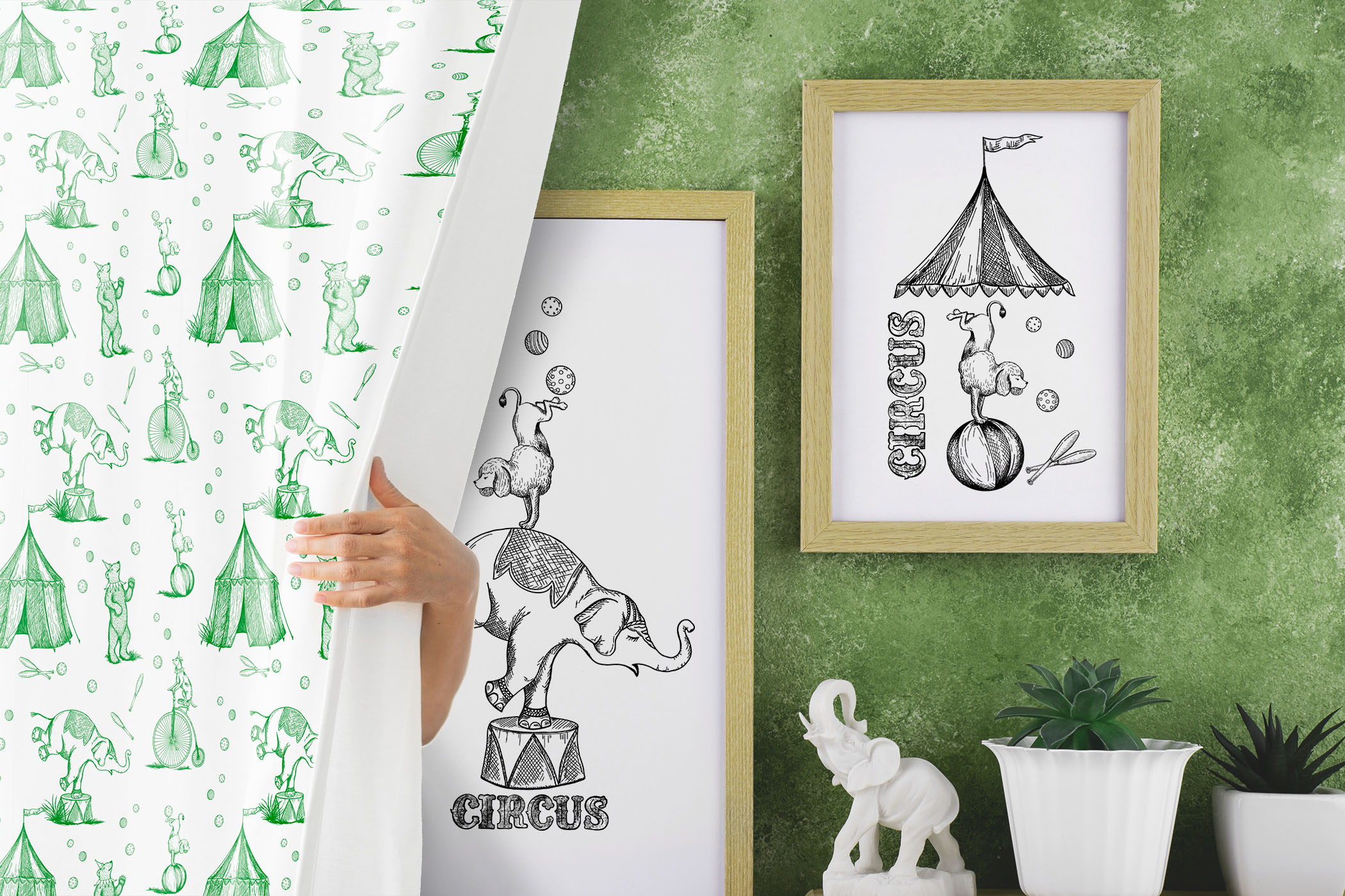 Цирк. Бесшовный паттерн и коллекция принтов. — Изображение №1 — Брендинг, Иллюстрация на Dprofile