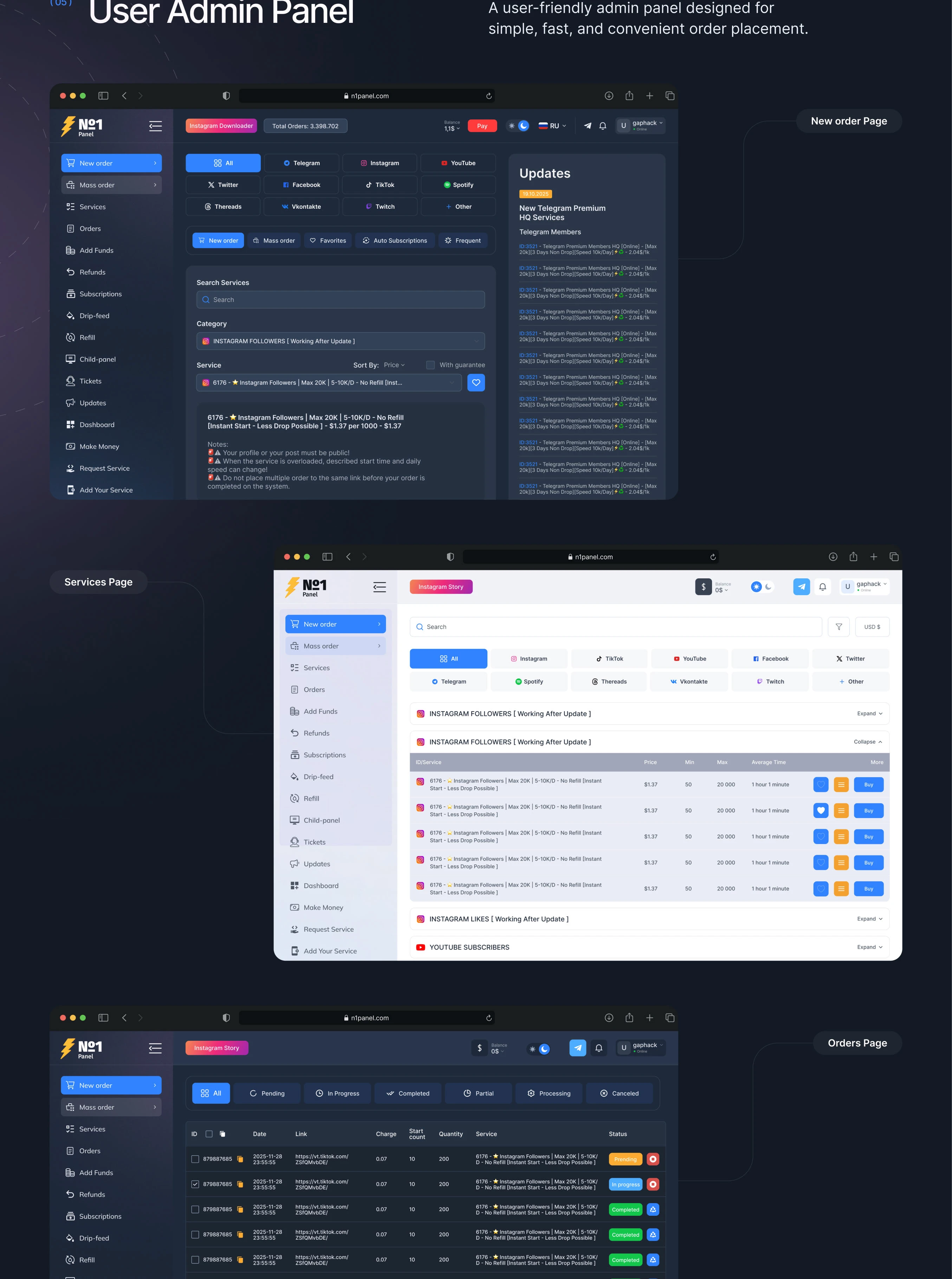 SMM Panel Dashboard — Admin Panel UI/UX Desig — Изображение №7 — Интерфейсы на Dprofile