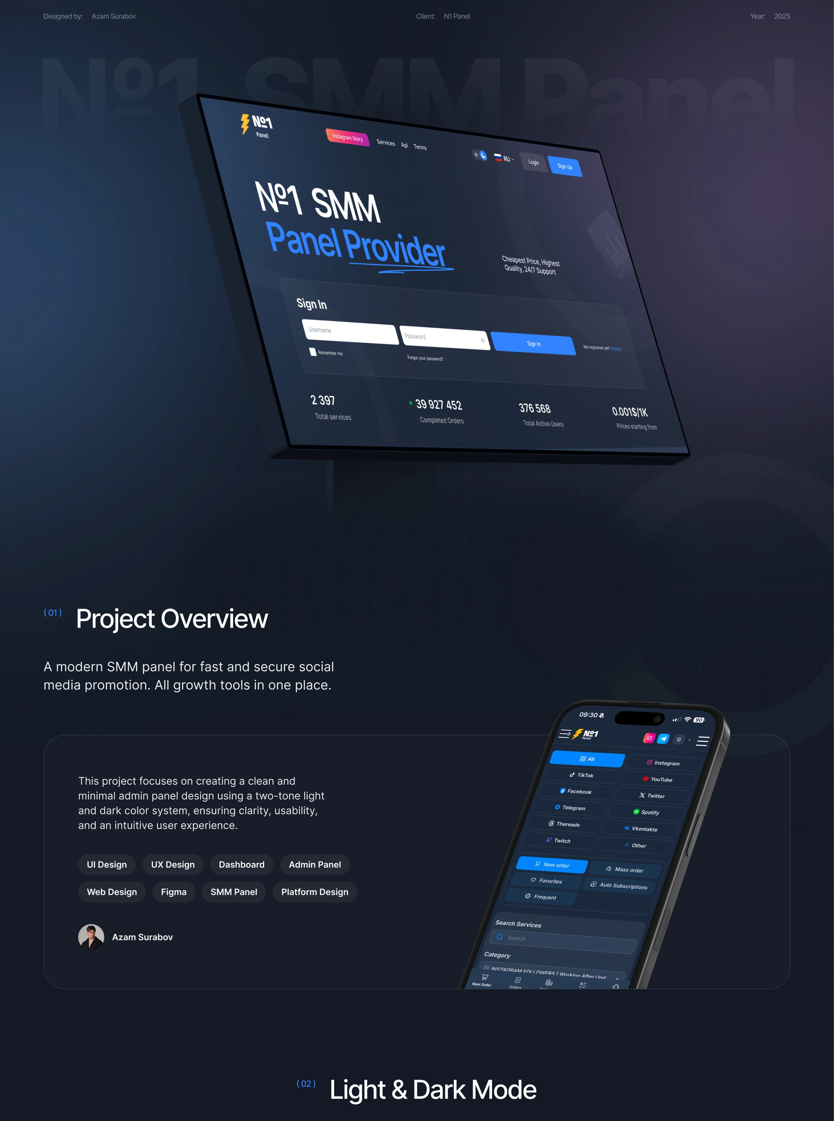SMM Panel Dashboard — Admin Panel UI/UX Desig — Изображение №1 — Интерфейсы на Dprofile