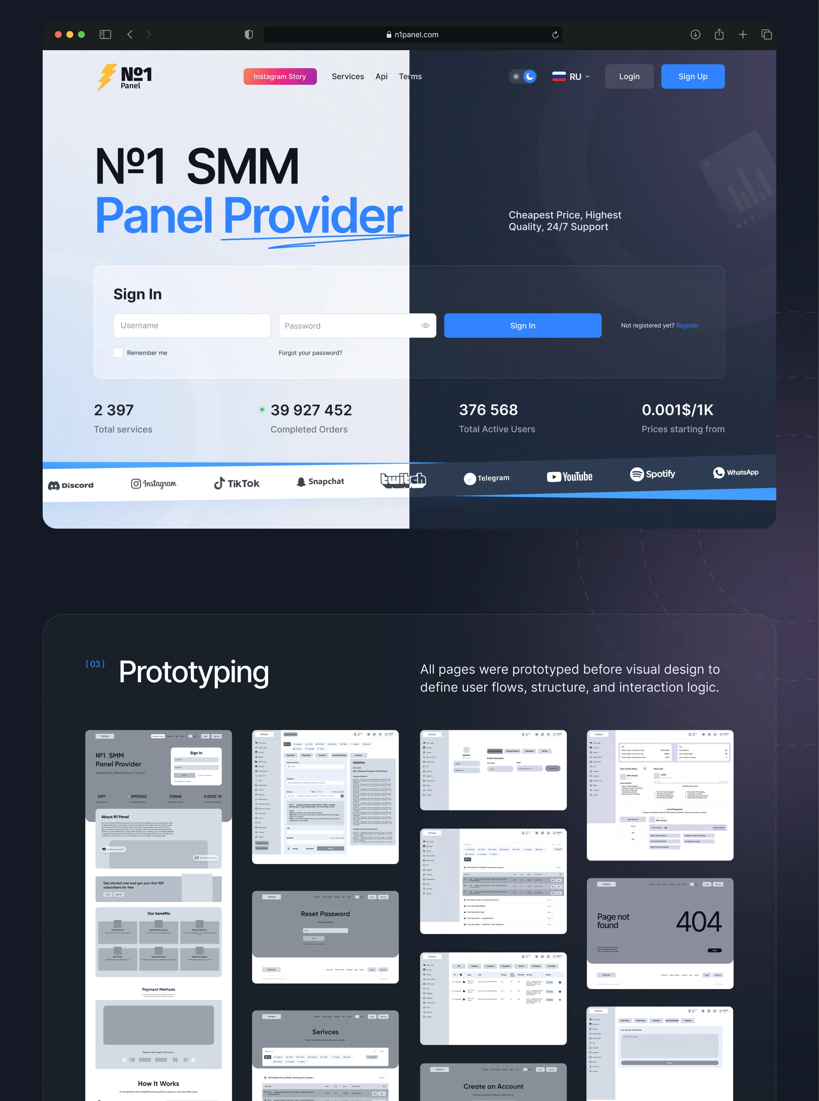 SMM Panel Dashboard — Admin Panel UI/UX Desig — Изображение №2 — Интерфейсы на Dprofile