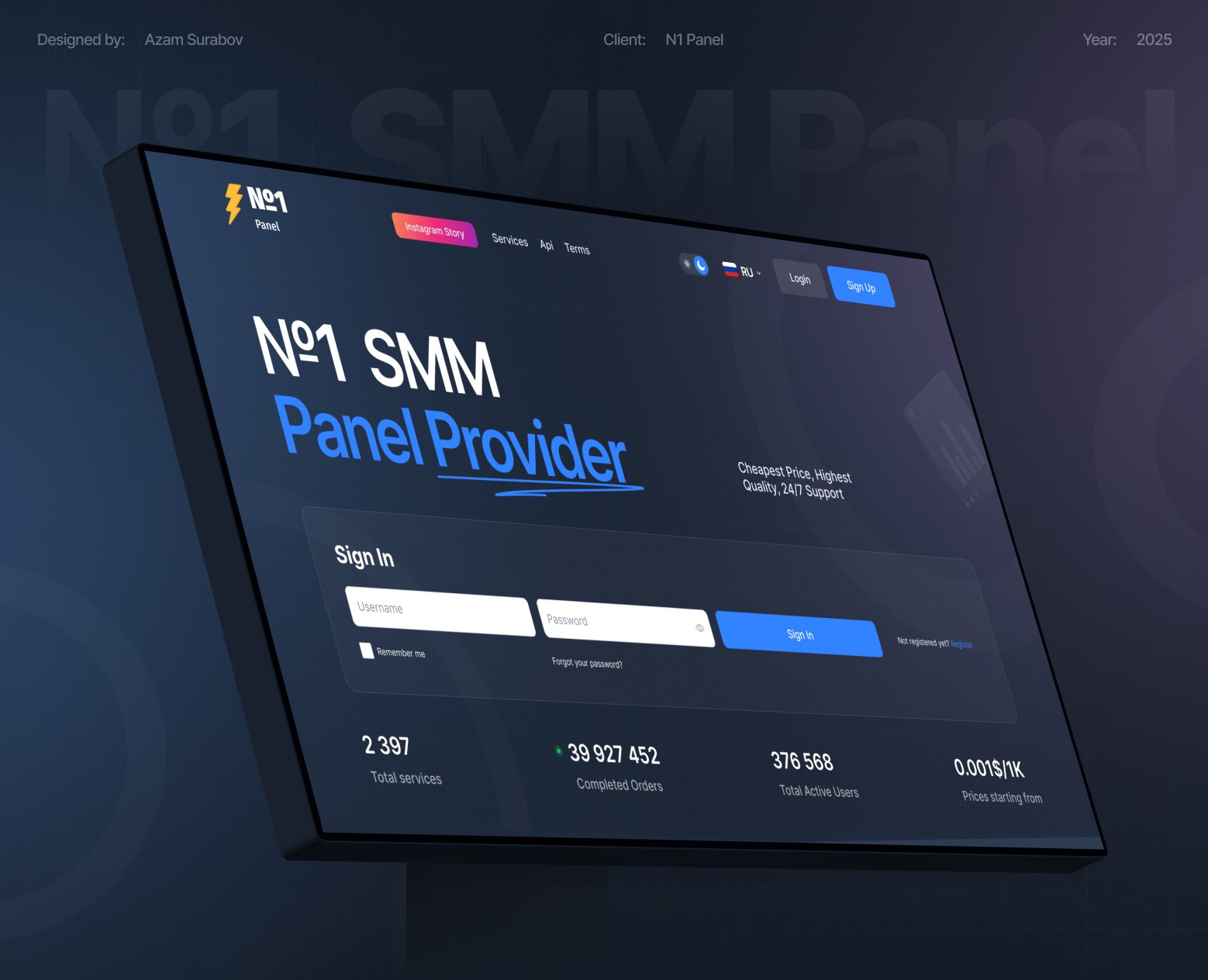 SMM Panel Dashboard — Admin Panel UI/UX Desig — Интерфейсы на Dprofile