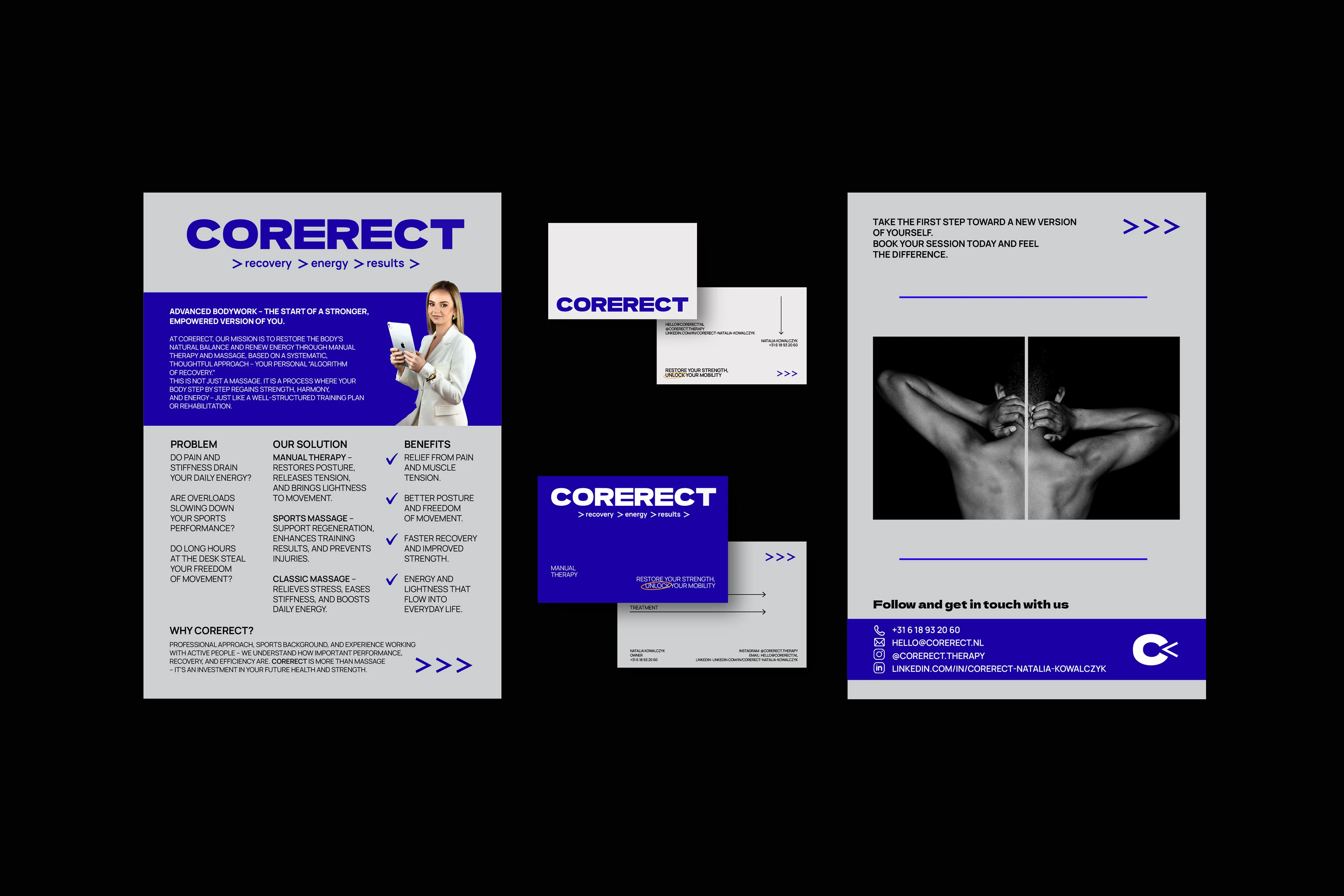 CORERECT - АЙДЕНТИКА ДЛЯ КЛИНИКИ МАНУАЛЬНОЙ ТЕРАПИИ — Изображение №2 — Брендинг на Dprofile