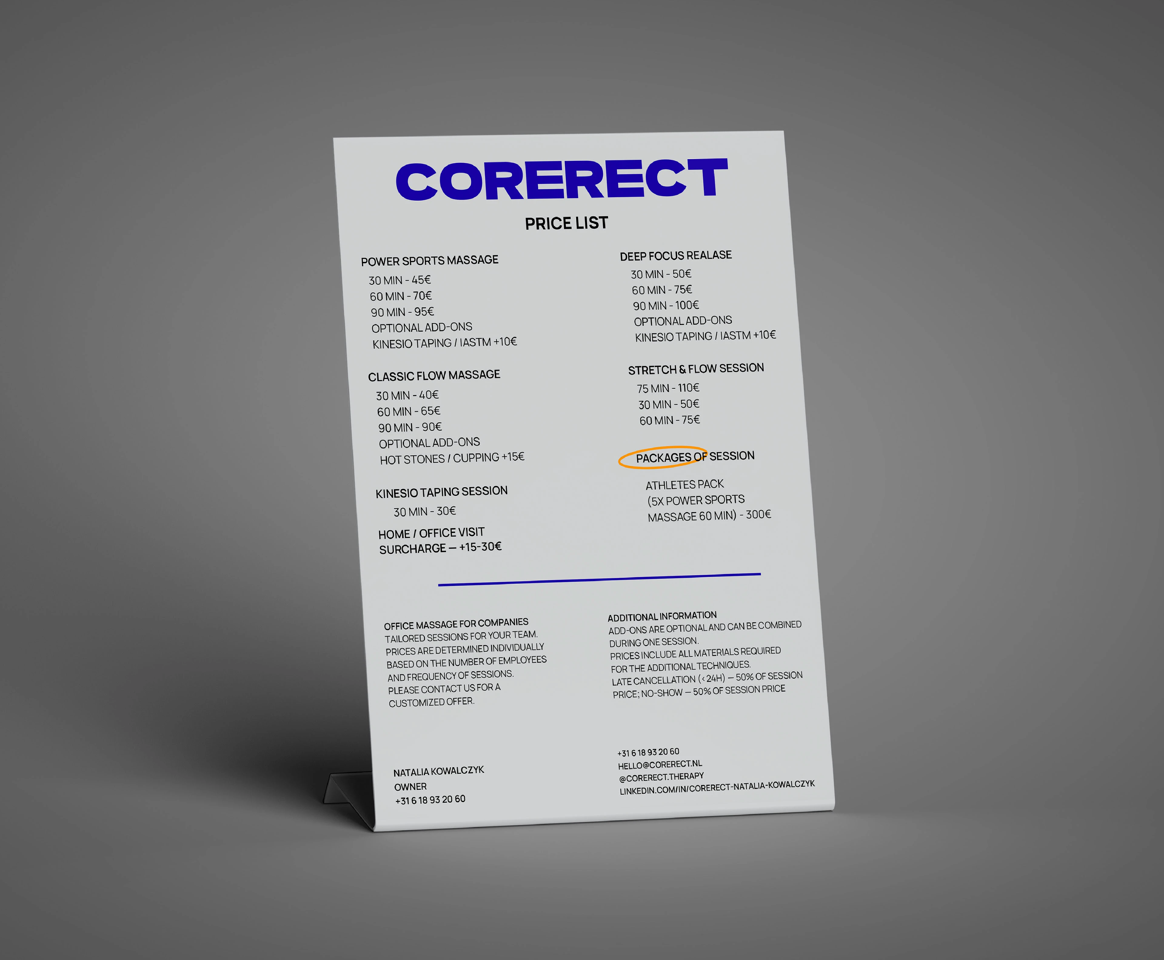 CORERECT - АЙДЕНТИКА ДЛЯ КЛИНИКИ МАНУАЛЬНОЙ ТЕРАПИИ — Изображение №3 — Брендинг на Dprofile