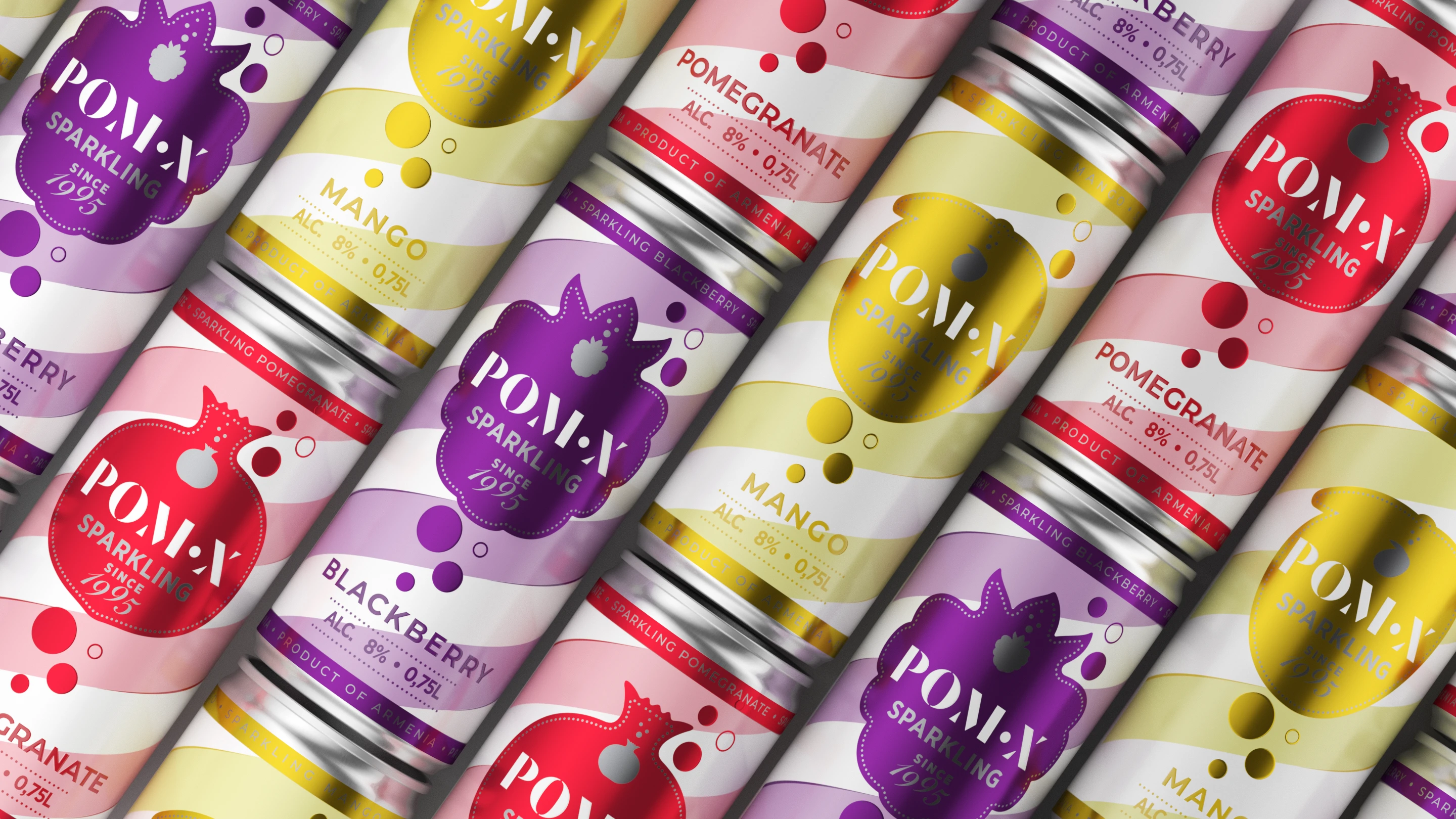 Pom X - дизайн упаковки для линейки вин в can — Изображение №1 — Брендинг, Промдизайн на Dprofile