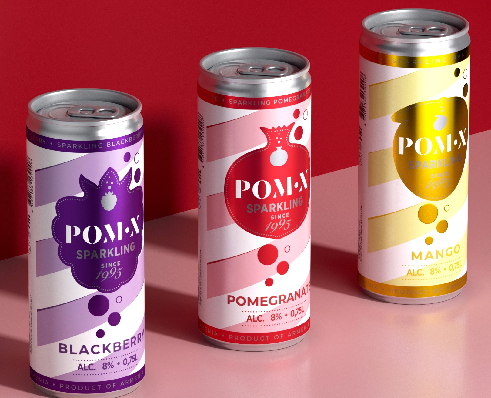 Pom X - дизайн упаковки для линейки вин в can — Брендинг, Промдизайн на Dprofile