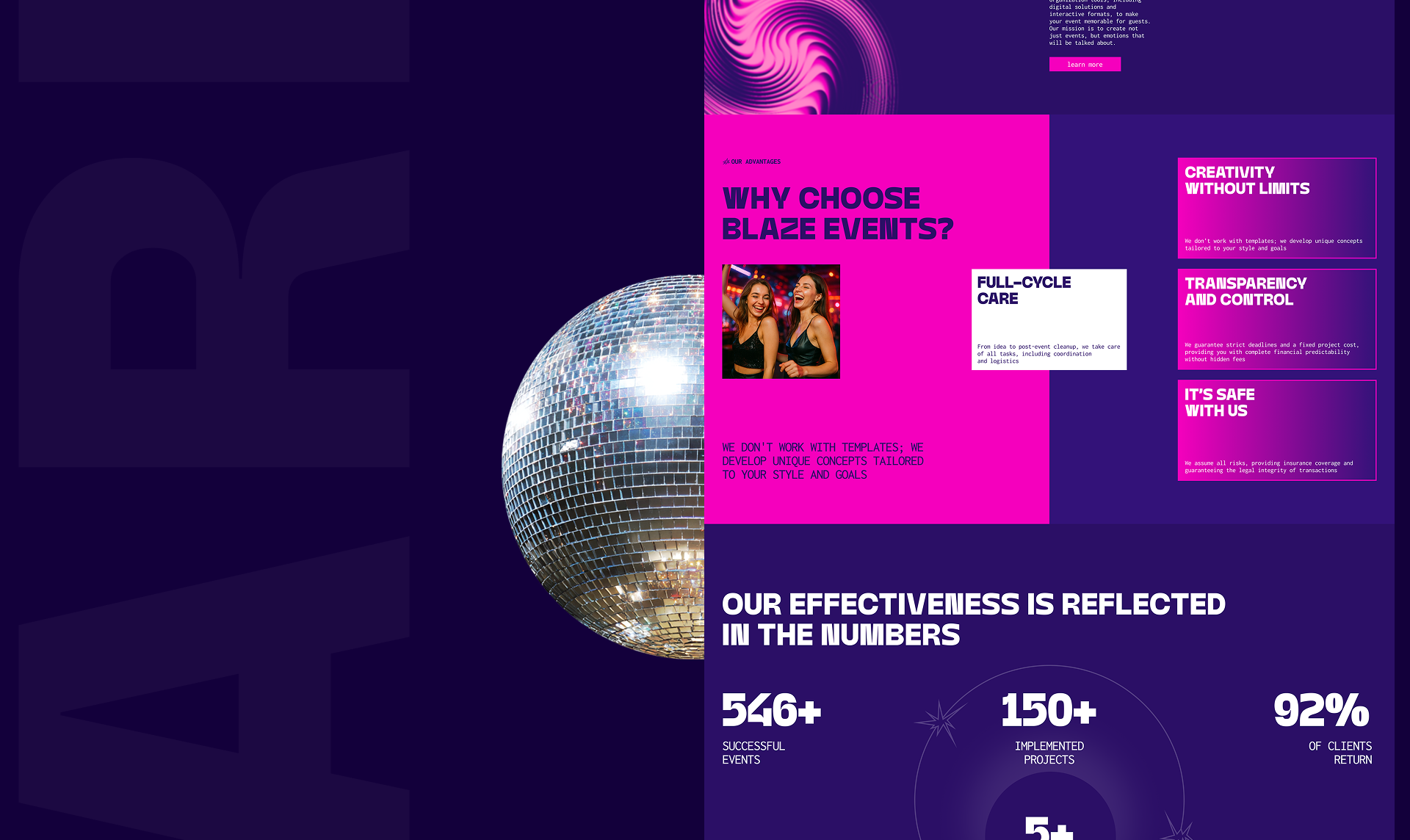 Blaze Events | Ивент агентство | UI/UX дизайн — Изображение №4 — Интерфейсы, Анимация на Dprofile