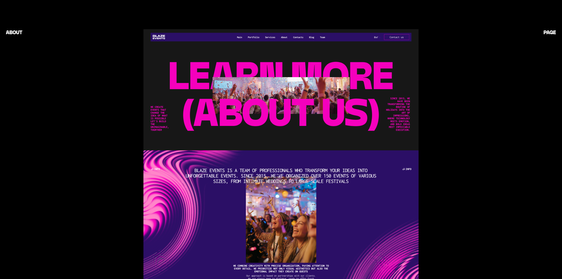 Blaze Events | Ивент агентство | UI/UX дизайн — Изображение №8 — Интерфейсы, Анимация на Dprofile