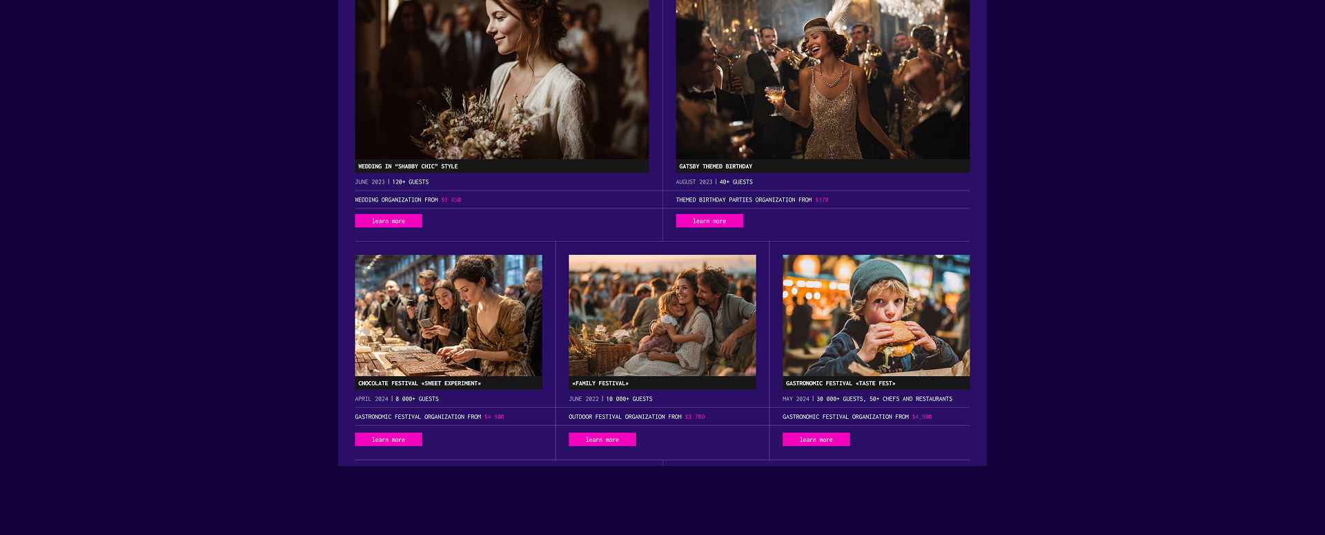 Blaze Events | Ивент агентство | UI/UX дизайн — Изображение №13 — Интерфейсы, Анимация на Dprofile