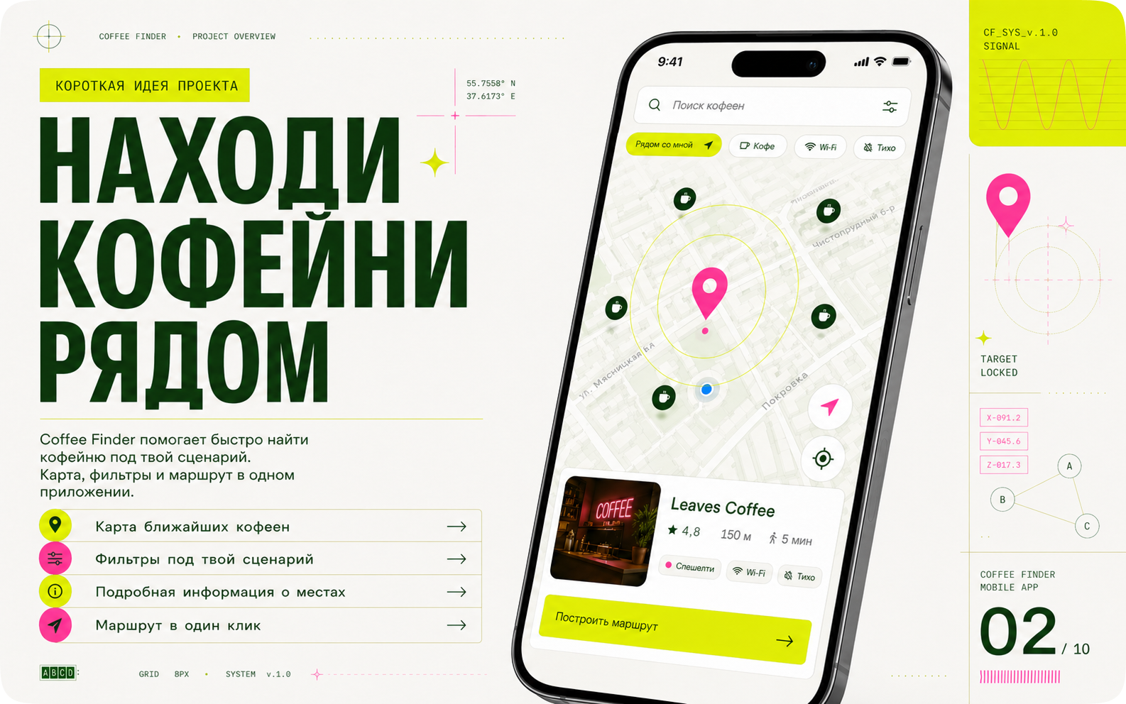 Coffee Finder Мобильное приложение для поиска кофеен рядом — Изображение №2 — Интерфейсы на Dprofile