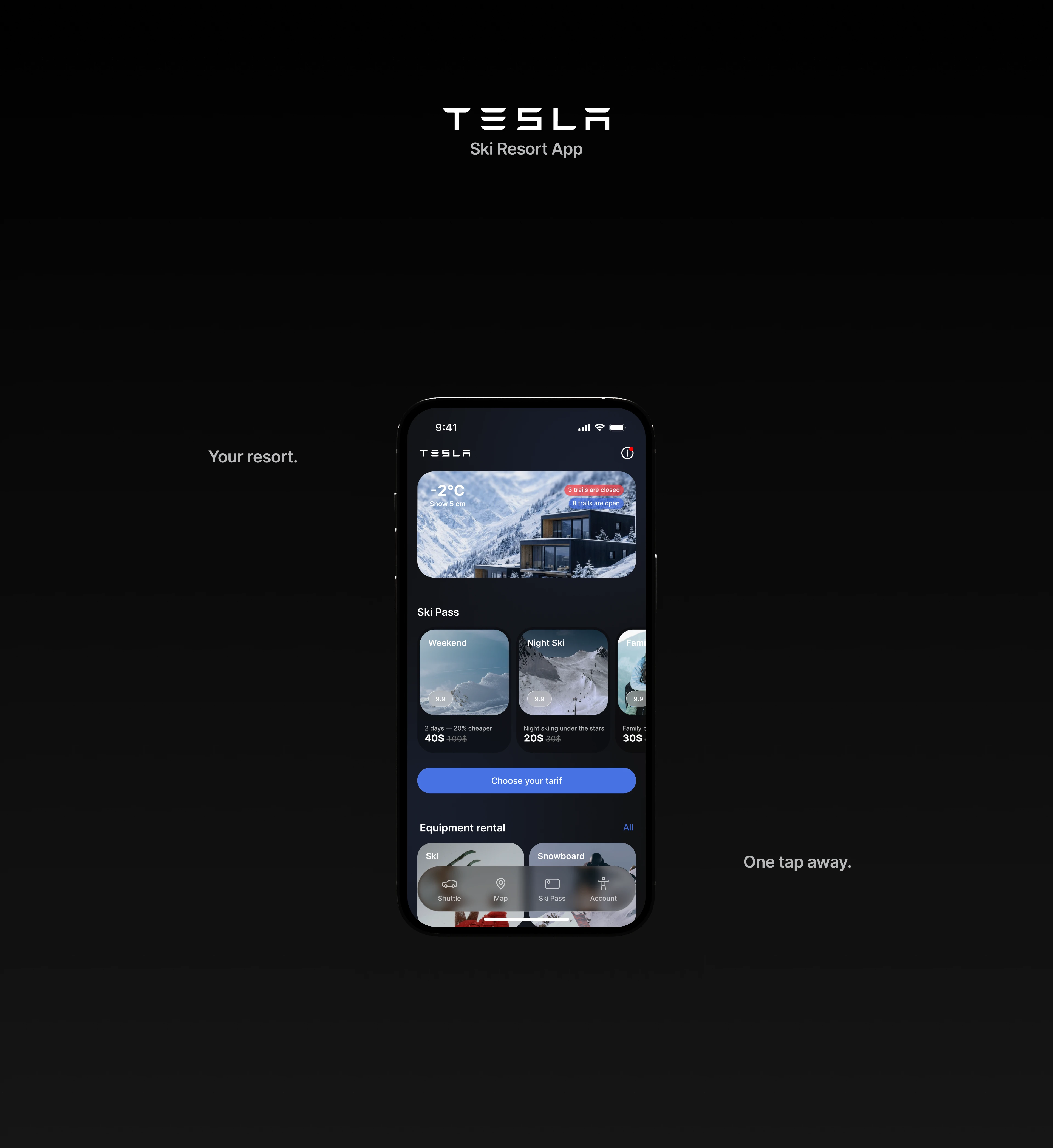 Tesla Ski Resort — Mobile App Concept — Изображение №1 — Интерфейсы на Dprofile
