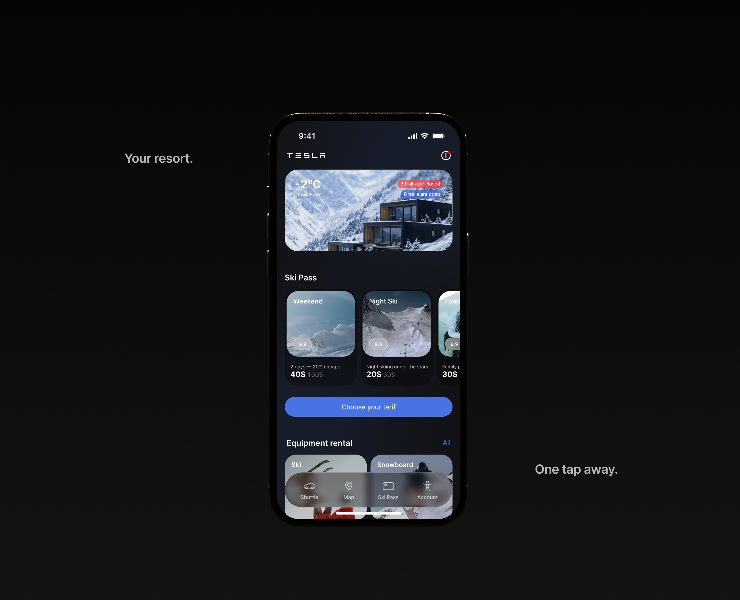 Tesla Ski Resort — Mobile App Concept — Интерфейсы на Dprofile