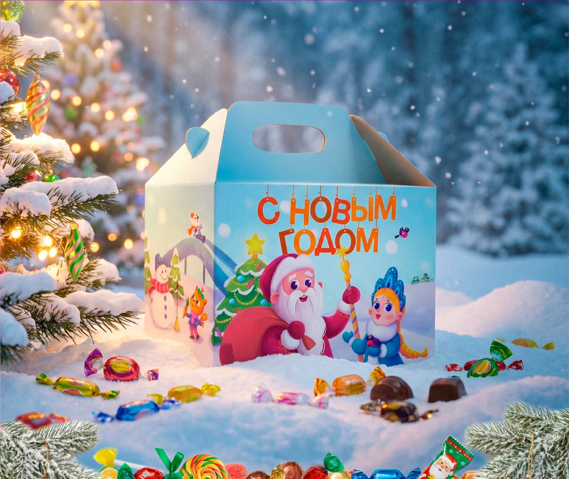 Иллюстрация Новогодней Упаковки Детского Сладкого Подарка — Изображение №1 — Брендинг, Иллюстрация на Dprofile