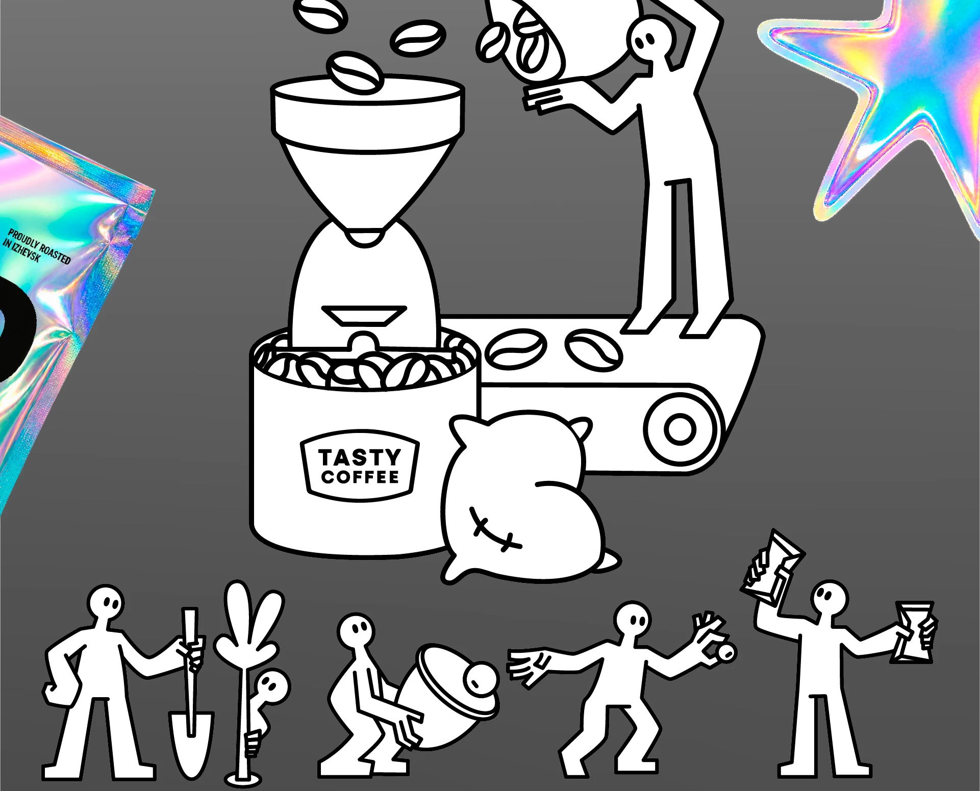 Бренд Виммельбух Концепт Проект для Tasty Coffee — Изображение №4 — Брендинг, Иллюстрация на Dprofile