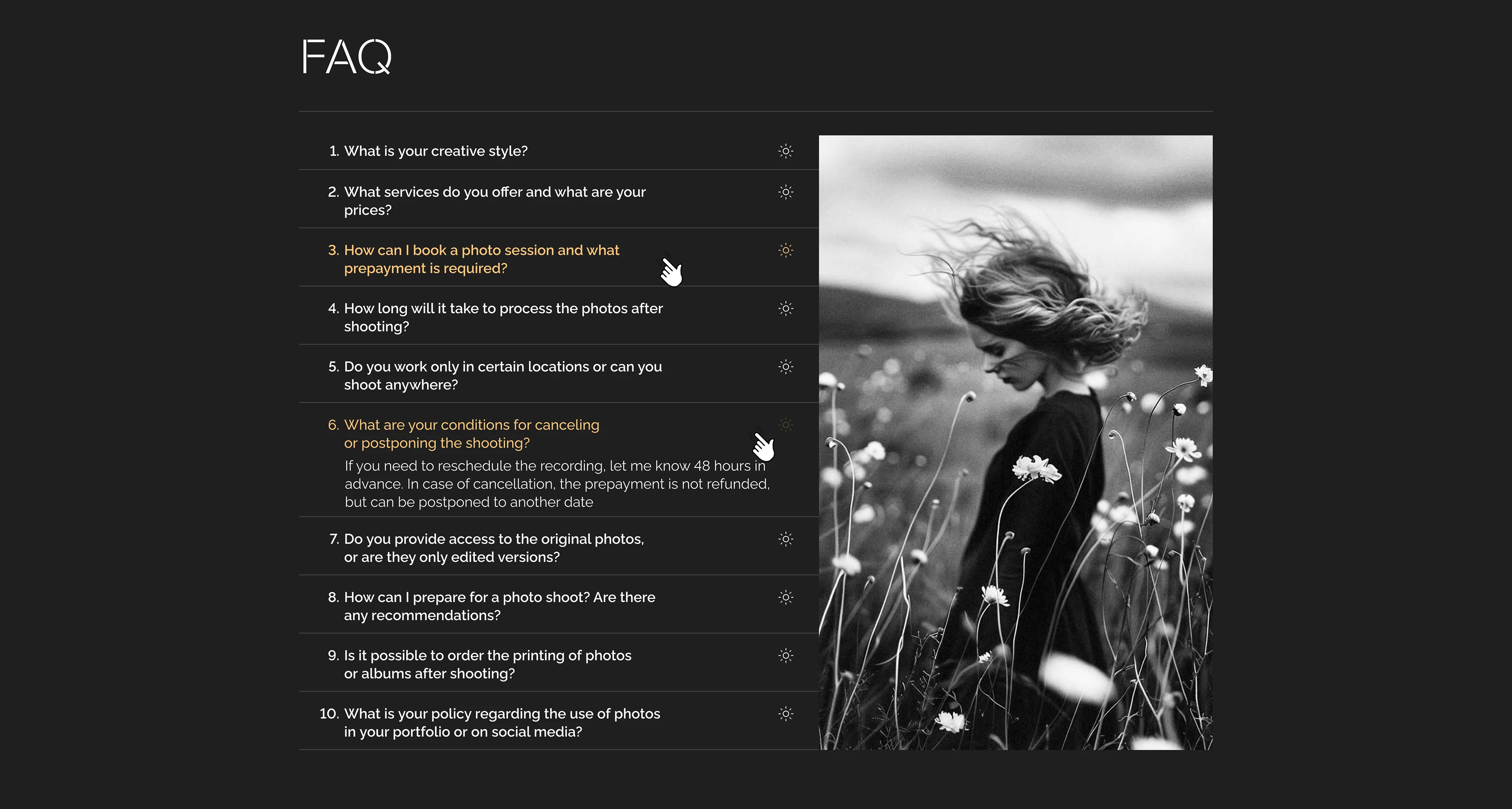 Лендинг для фотографа — Изображение №15 — Интерфейсы, Брендинг на Dprofile