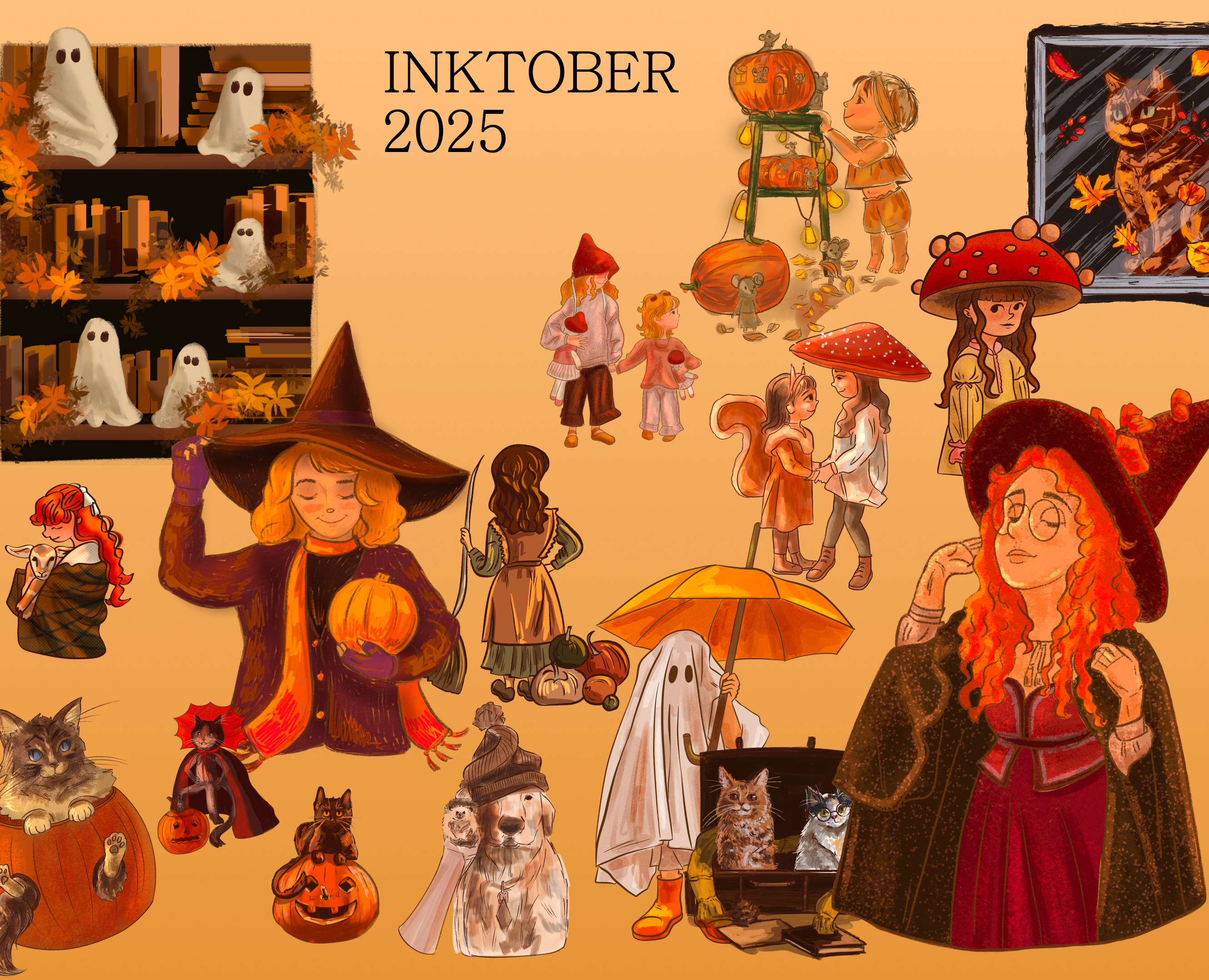 Уютные скетчи/инктобер 2025/ дизайн персонажей на Dprofile