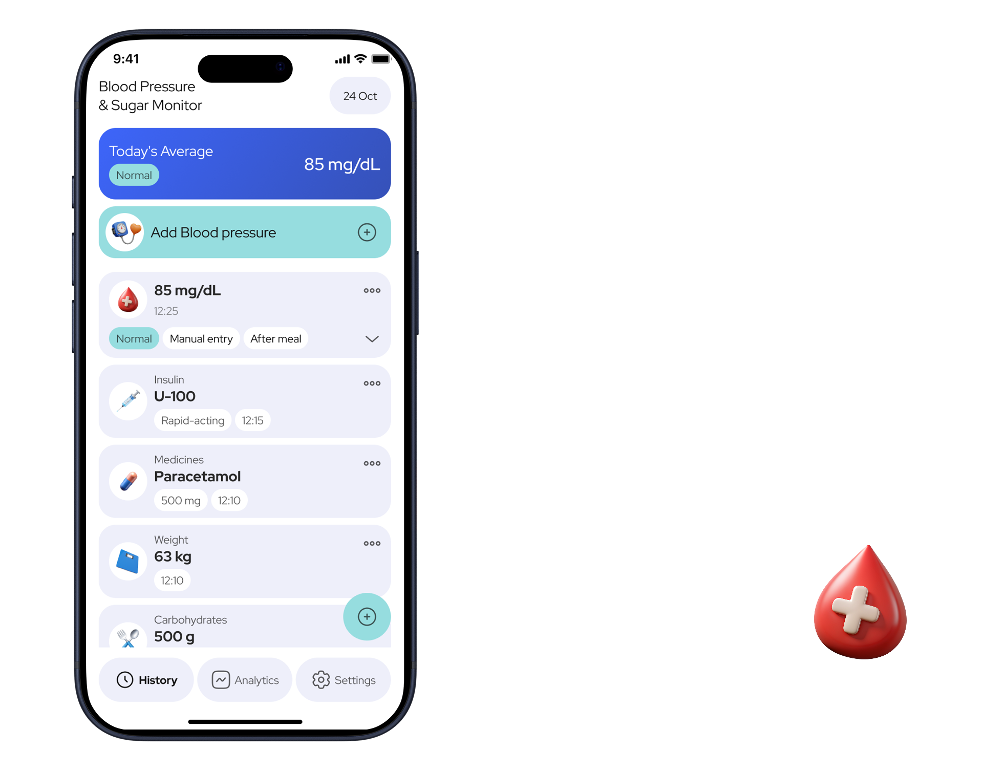 Blood Pressure & Sugar Monitor — Изображение №3 — Интерфейсы на Dprofile