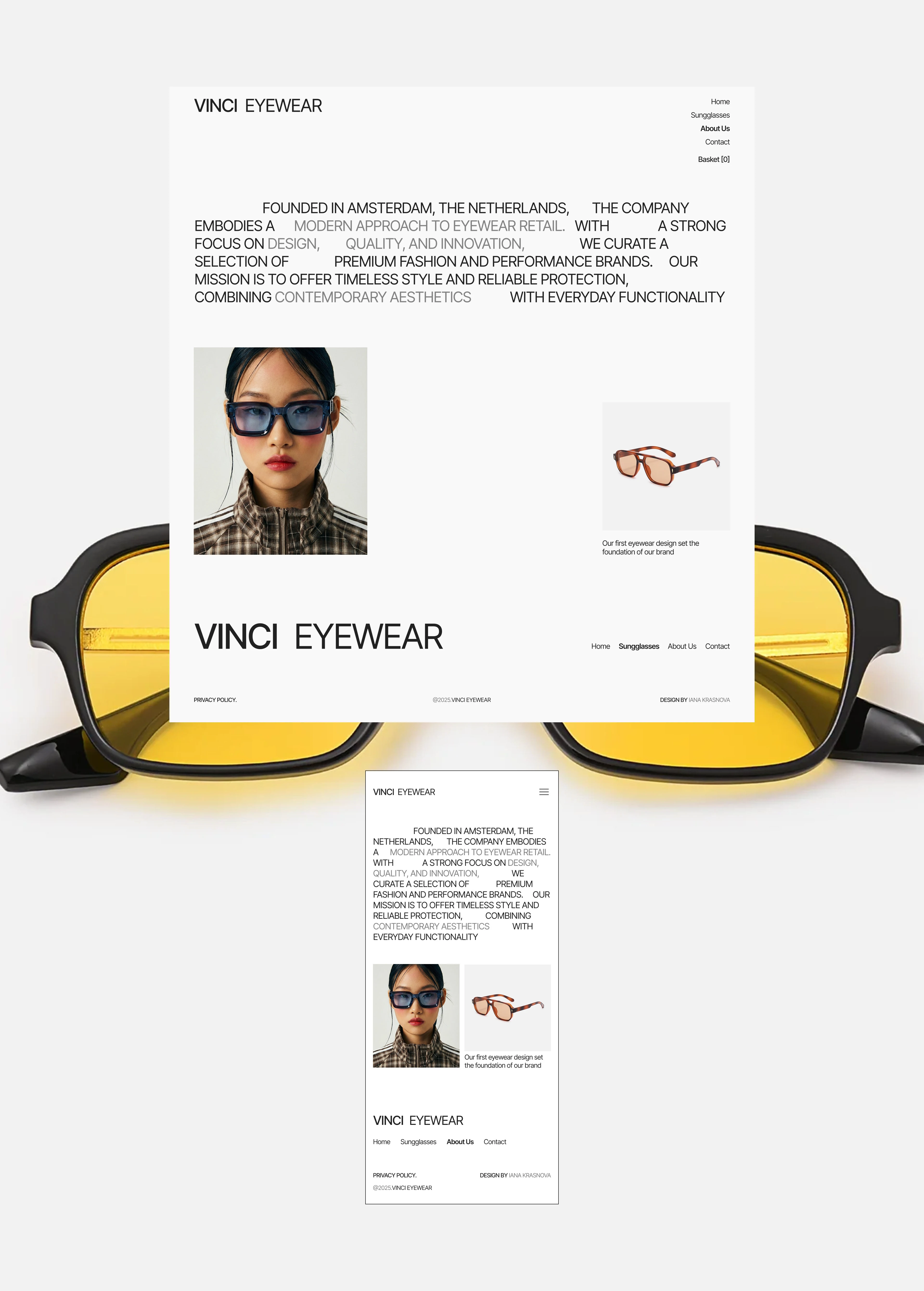 VINCI EYEWEAR, online store, e-commerce — Изображение №8 — Интерфейсы, Брендинг на Dprofile