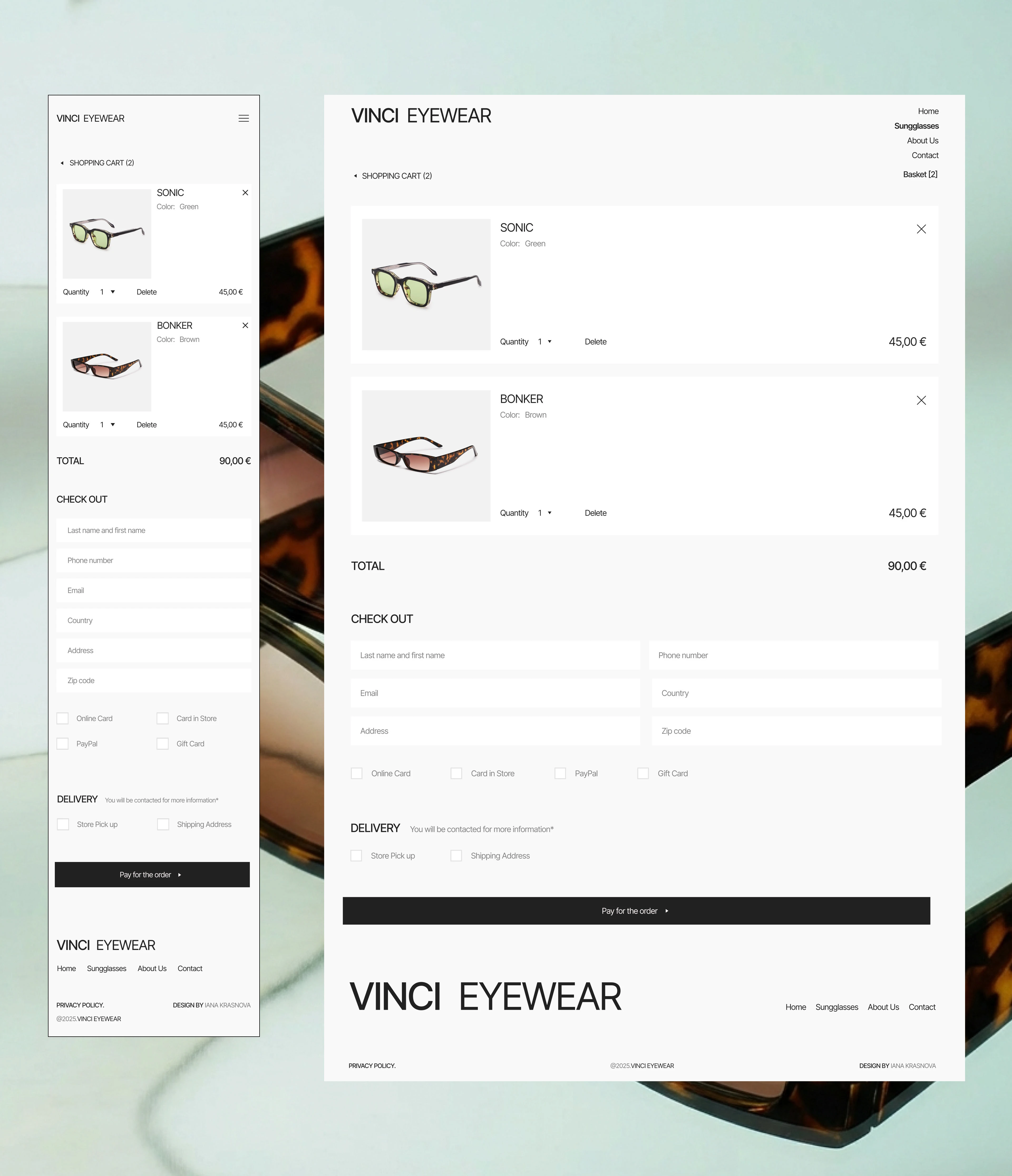 VINCI EYEWEAR, online store, e-commerce — Изображение №4 — Интерфейсы, Брендинг на Dprofile