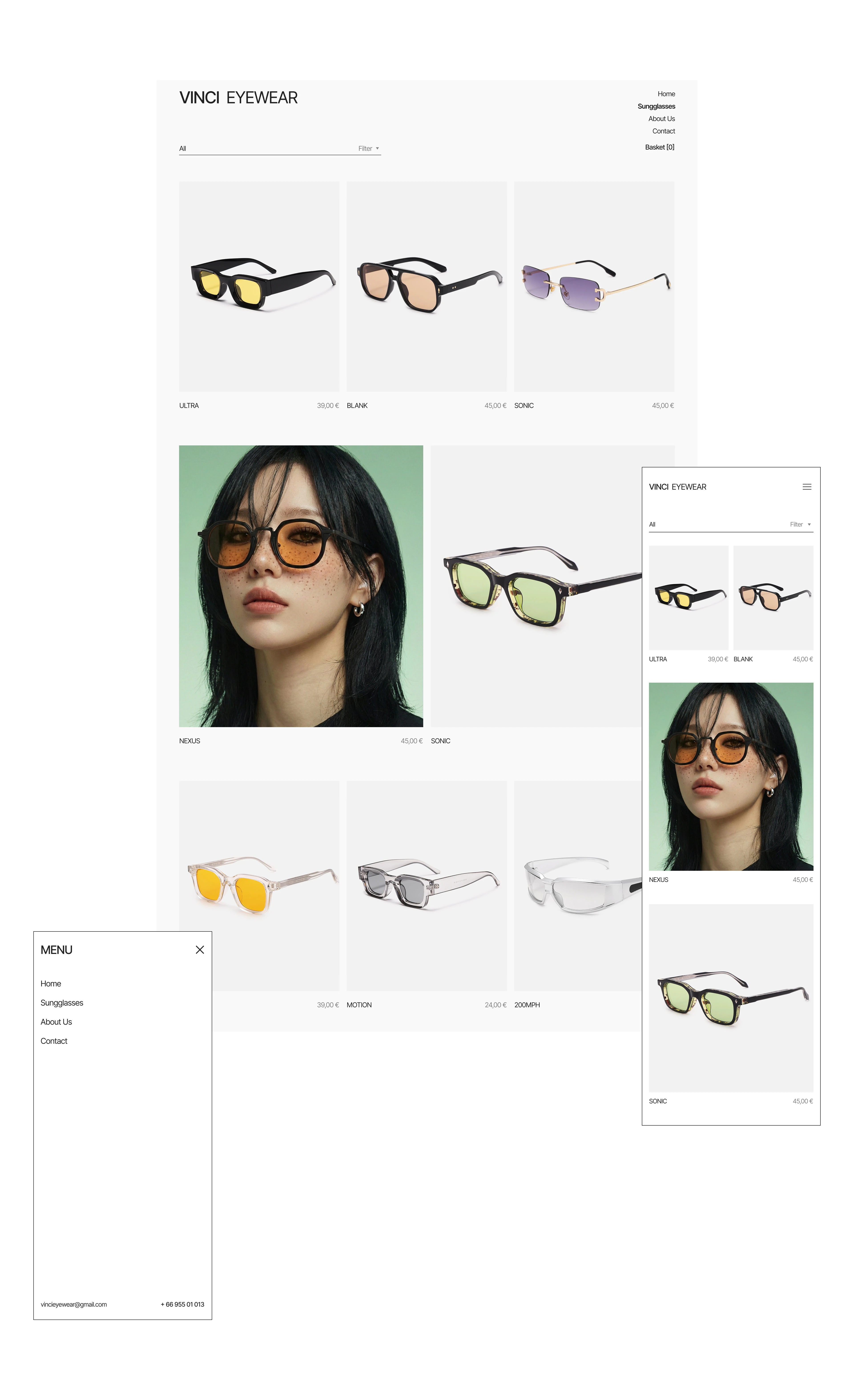 VINCI EYEWEAR, online store, e-commerce — Изображение №9 — Интерфейсы, Брендинг на Dprofile
