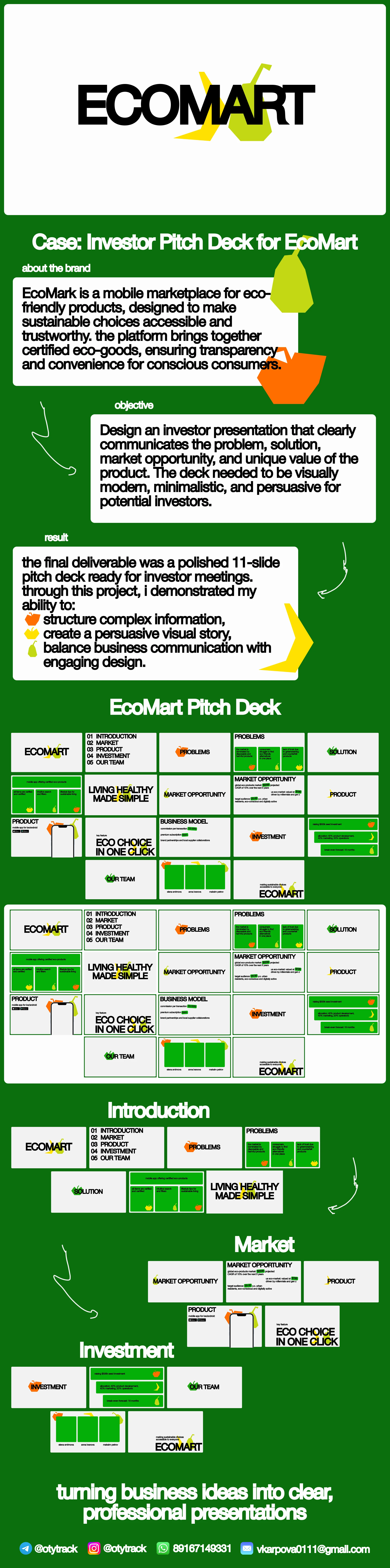 Pitch Deck Design for EcoMart — Изображение №1 — Брендинг, Маркетинг на Dprofile