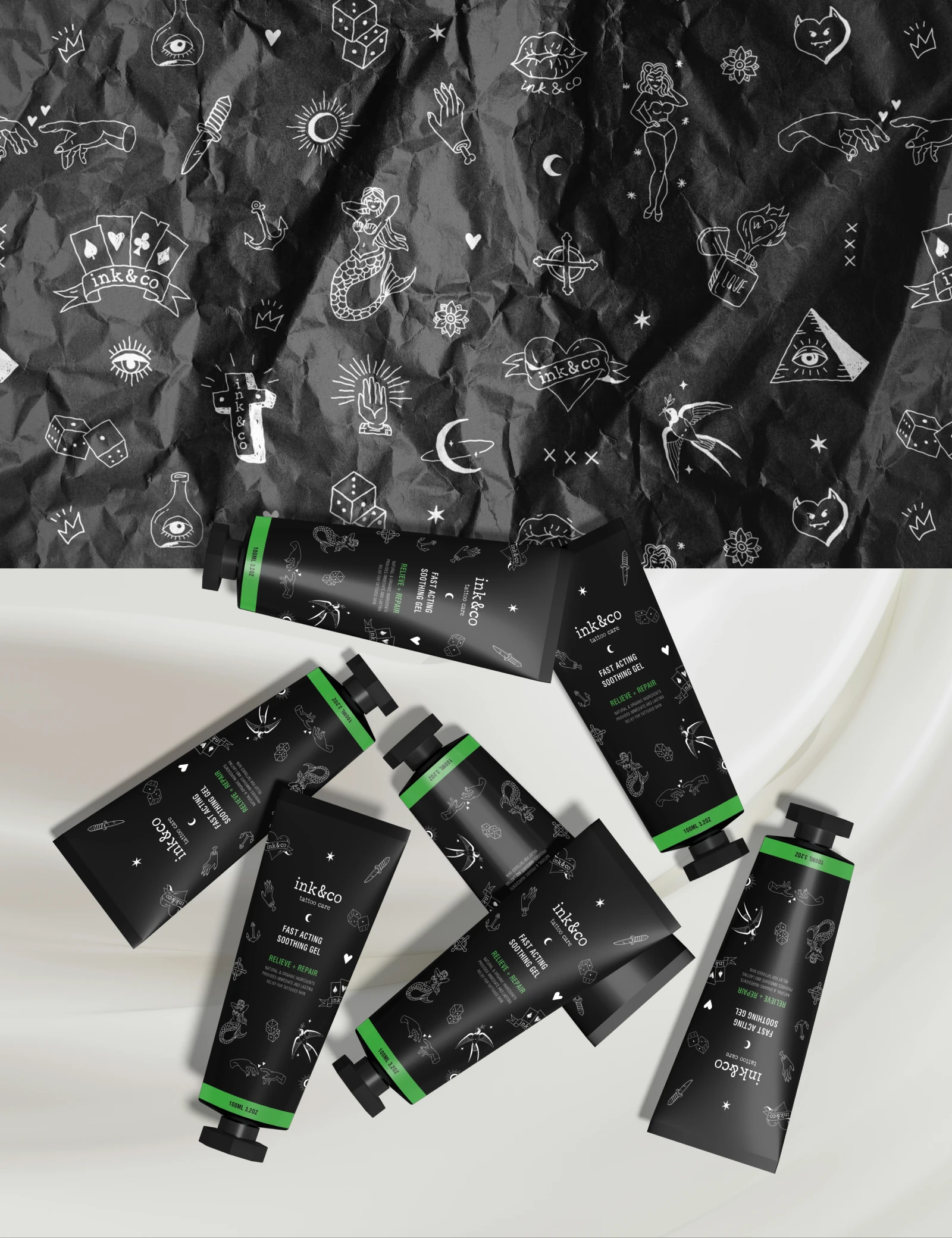 ink&co tattoo care packaging — Изображение №10 — Брендинг, Иллюстрация на Dprofile
