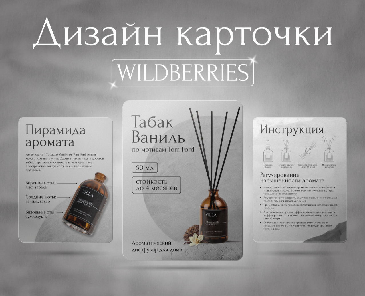 Дизайн карточки диффузора для WILDBERRIES — Графика, Маркетинг на Dprofile