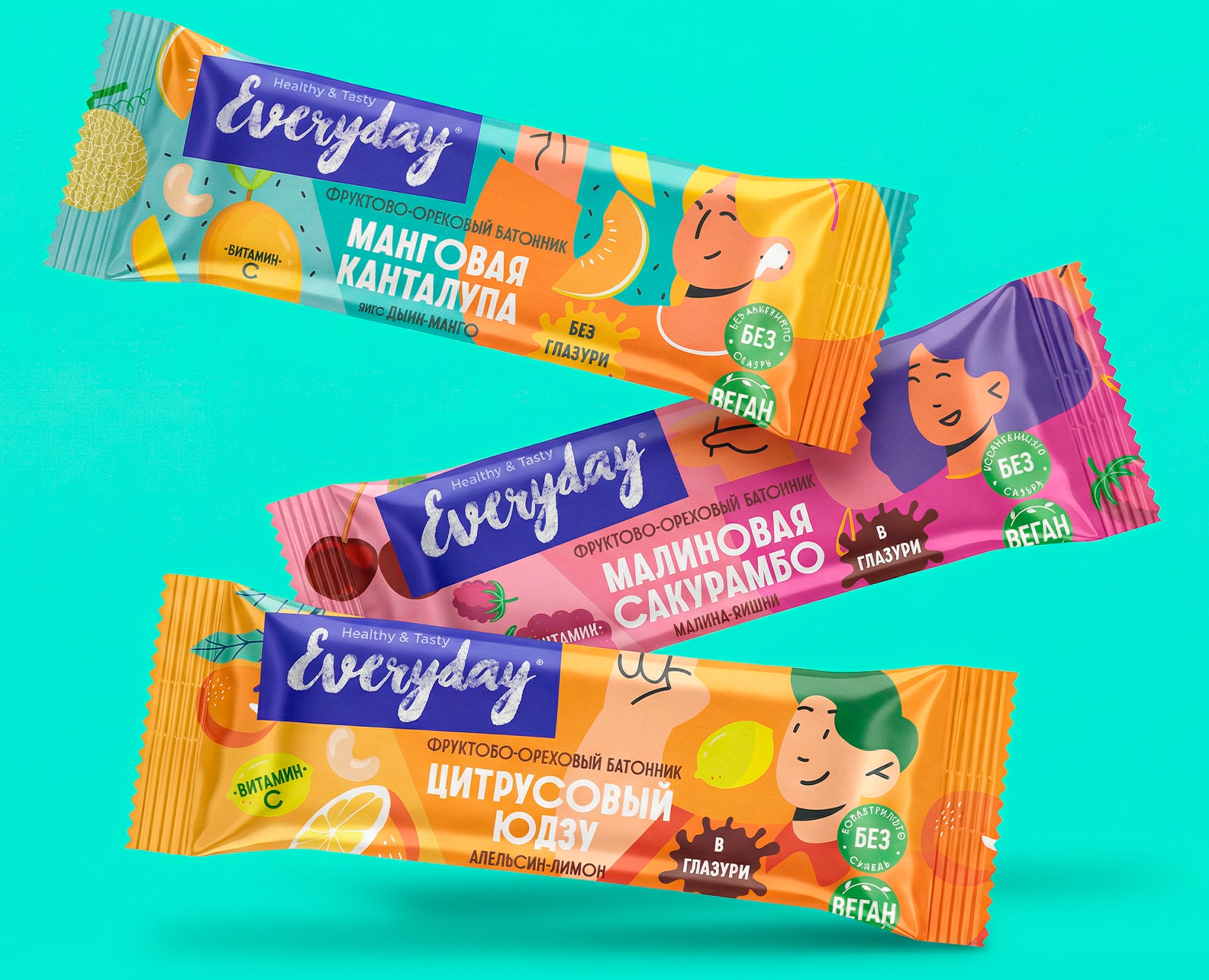 фруктово-ореховые батончики тм "Everyday" — Брендинг, Иллюстрация на Dprofile
