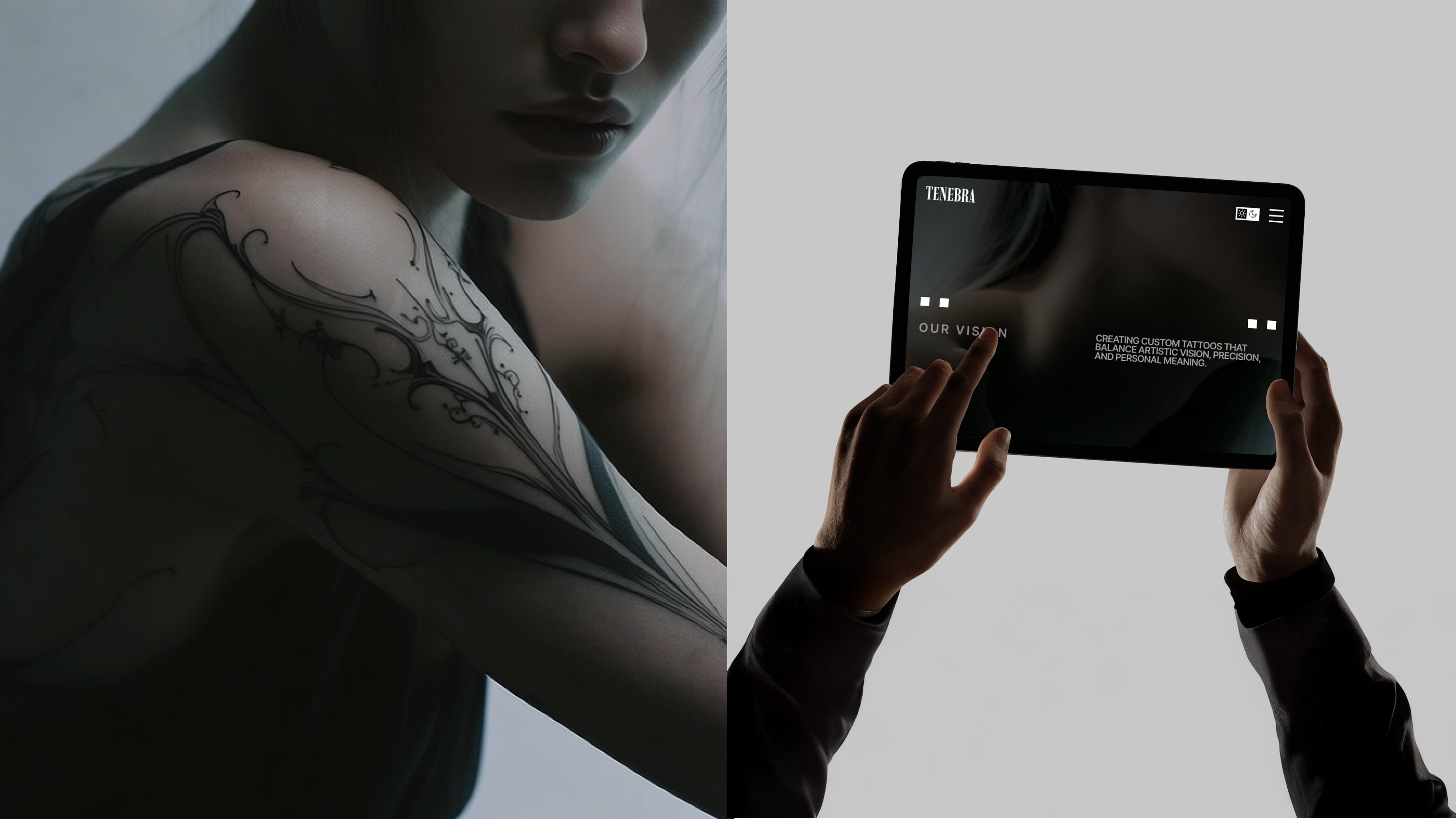 TENEBRA | TATTOO STUDIO WEB DESIGN — Изображение №5 — Интерфейсы, Нейро на Dprofile