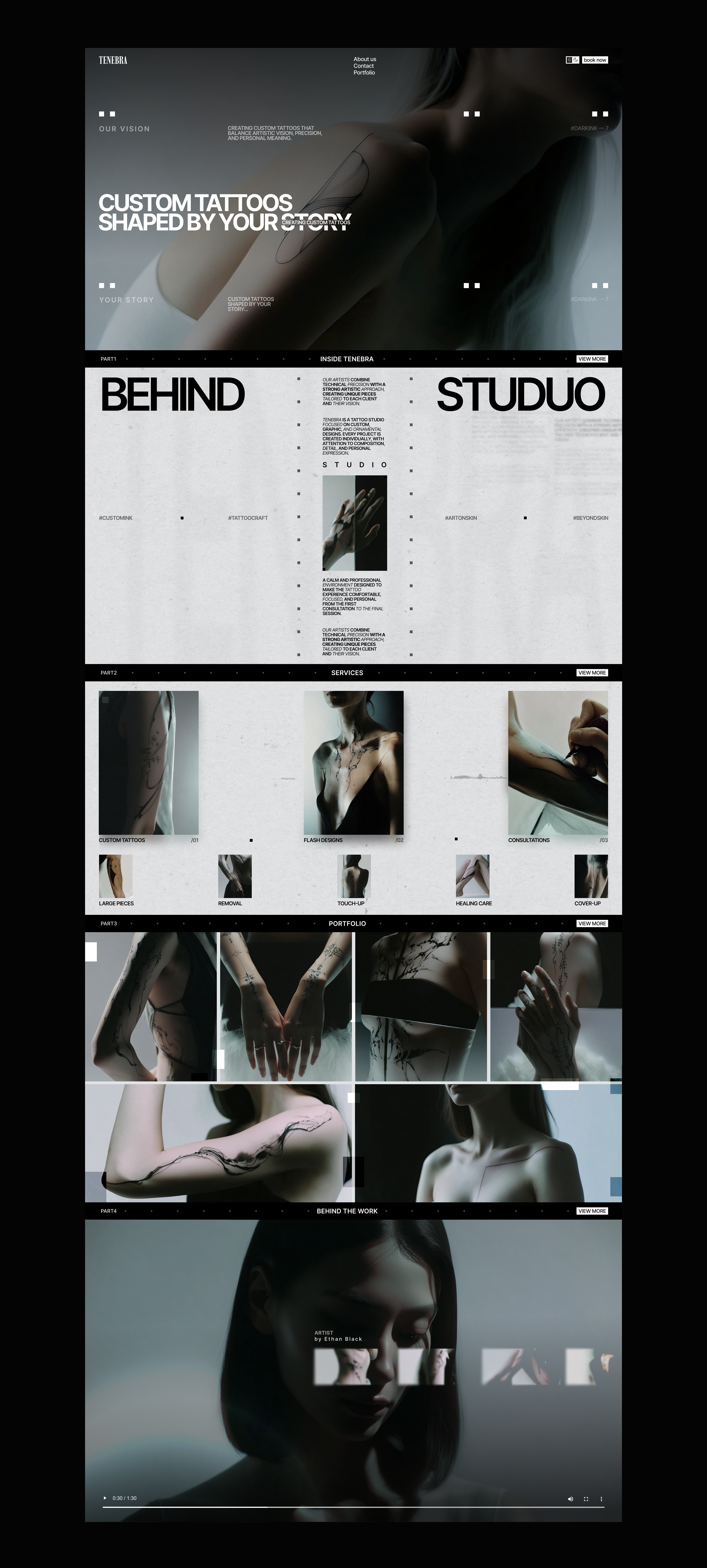TENEBRA | TATTOO STUDIO WEB DESIGN — Изображение №3 — Интерфейсы, Нейро на Dprofile