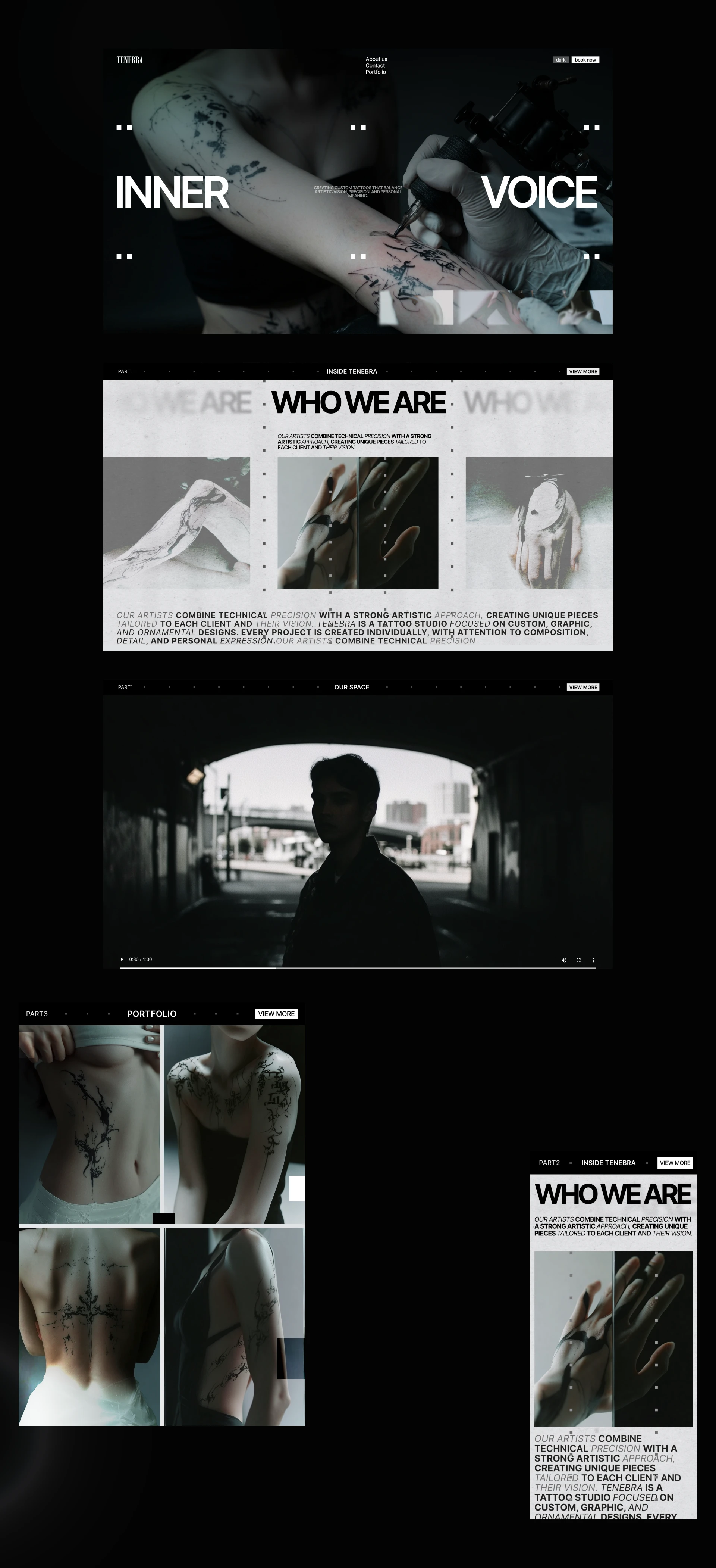TENEBRA | TATTOO STUDIO WEB DESIGN — Изображение №11 — Интерфейсы, Нейро на Dprofile