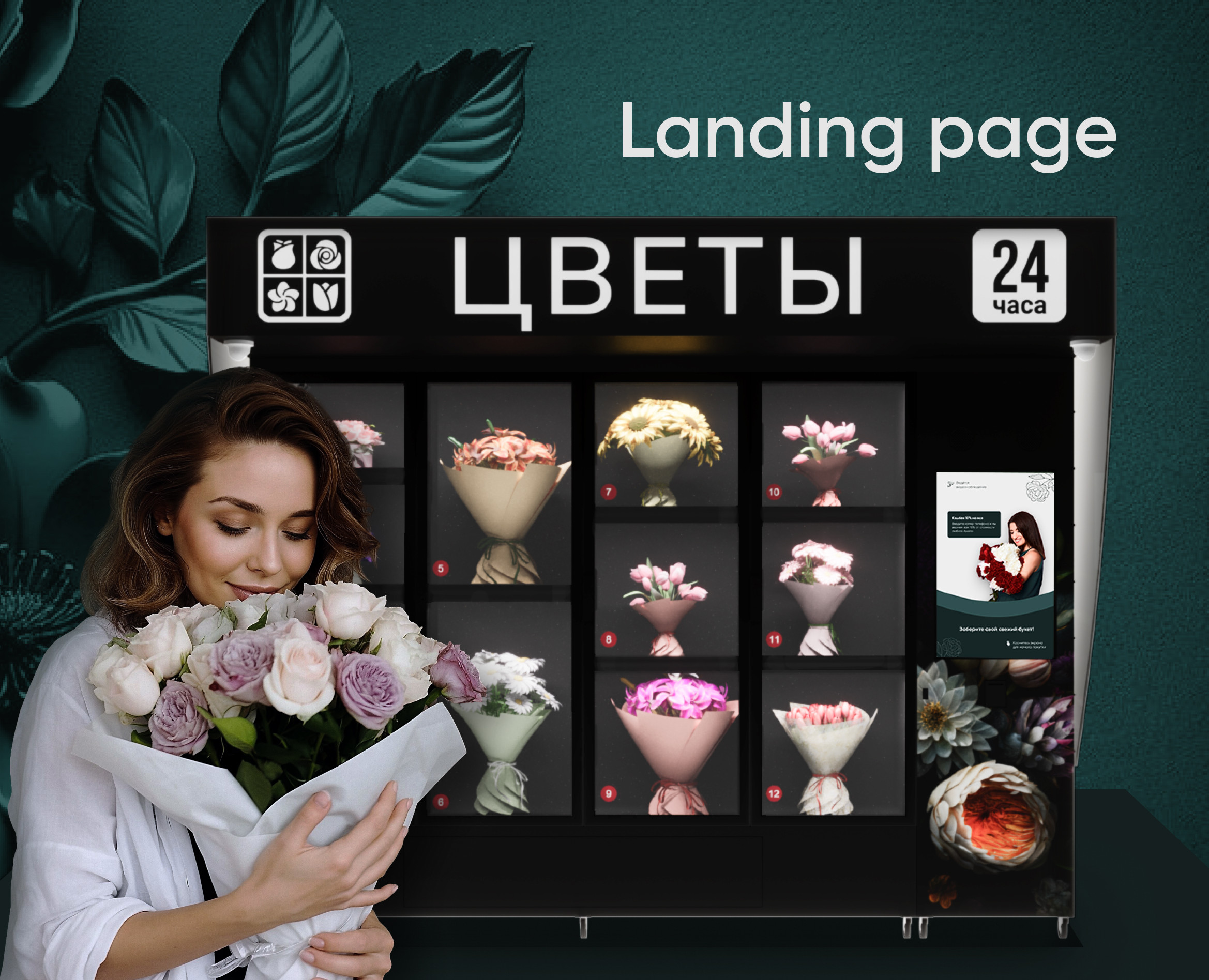 Landing page для цветочного бизнеса по продаже цветоматов — Интерфейсы, Графика на Dprofile