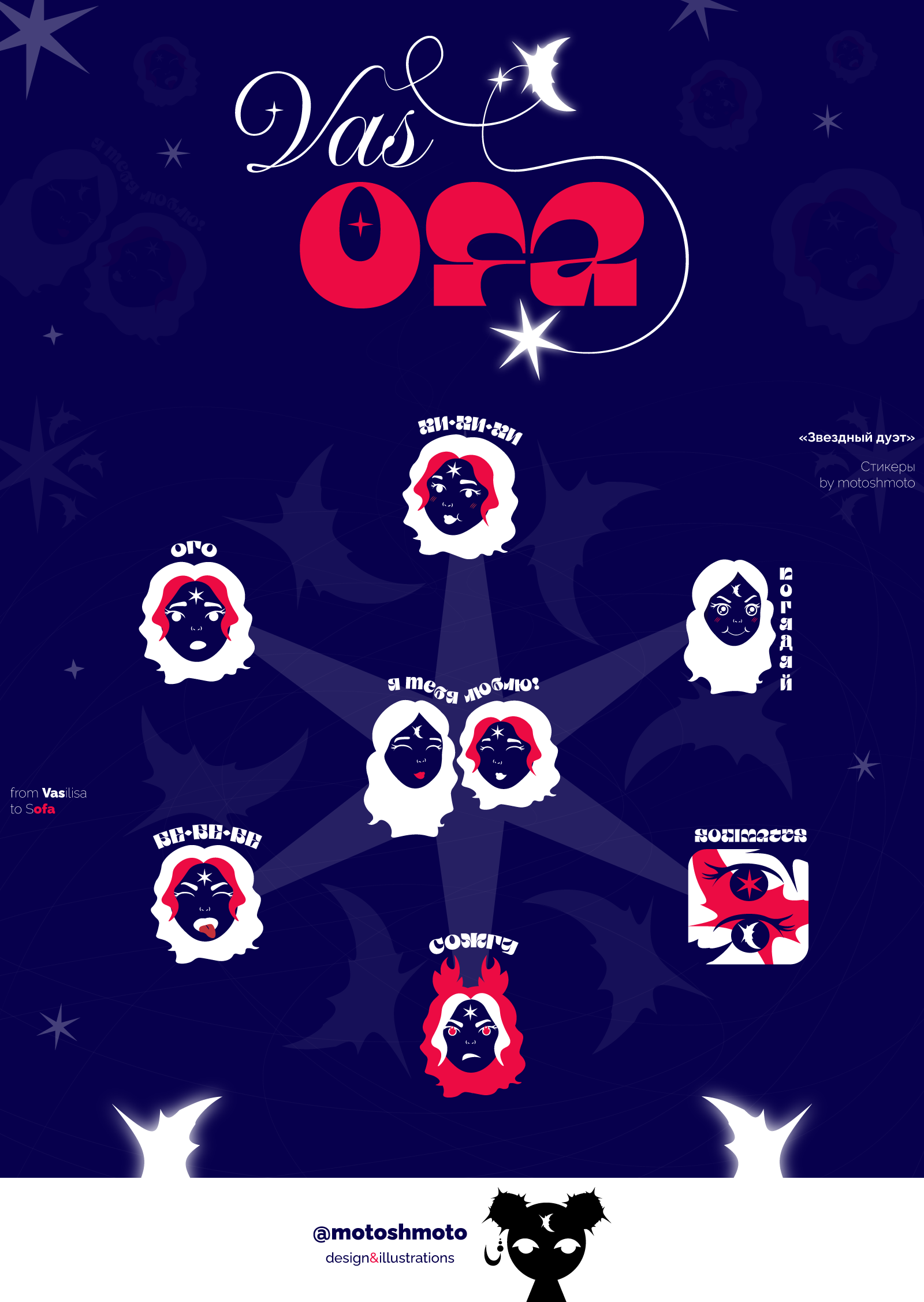 Стикеры Звёздный дуэт — Изображение №1 — Иллюстрация, Графика на Dprofile